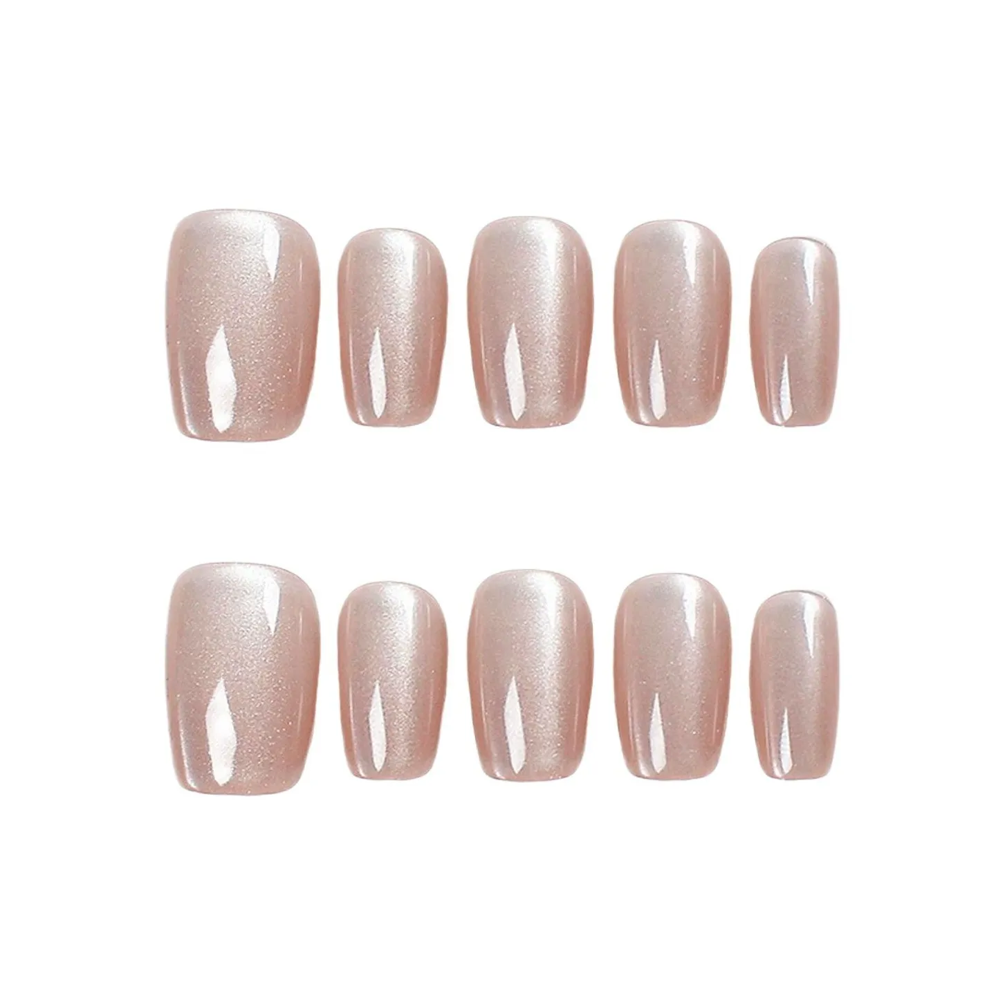 AIDINGQI Нежно-розовый Стекло Кошачий глаз Искра False Nail Короткий LADDER Телесный Градиентный 15mm