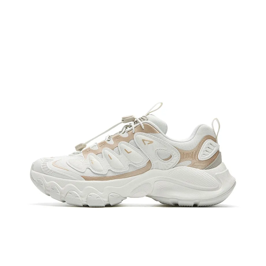 FILA Трюфель Амортизация Устойчивый к истиранию Легкий Низкий Топ Кроссовки с Толстой Подошвой Женские Белые Золотые