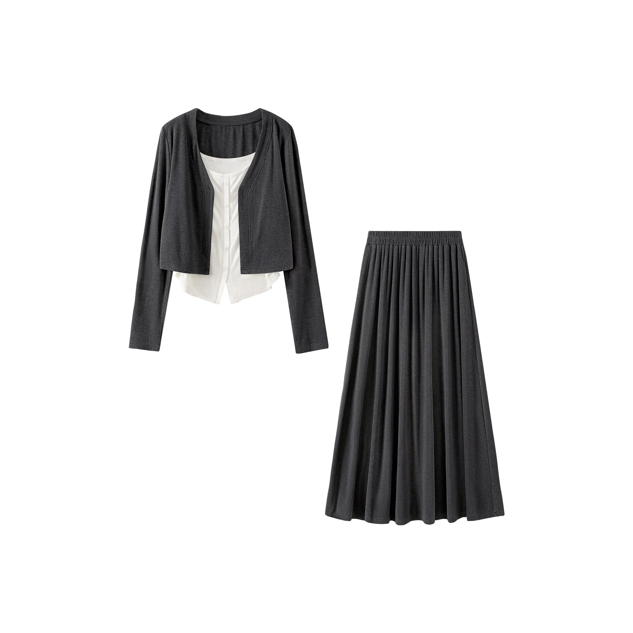 TOUCH Белый+Темно-Серый Женские Комплекты с Юбкой