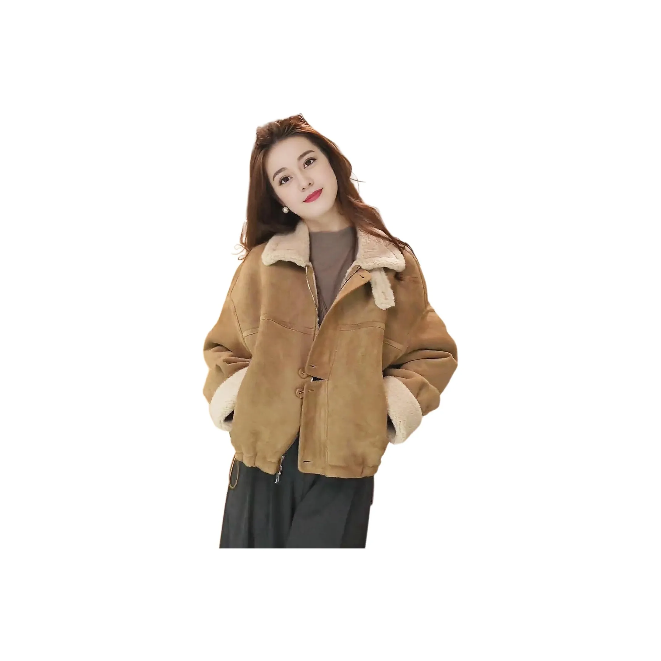 IWZI Хаки [Утолщенный и с флисовой подкладкой] Женские бархатные куртки