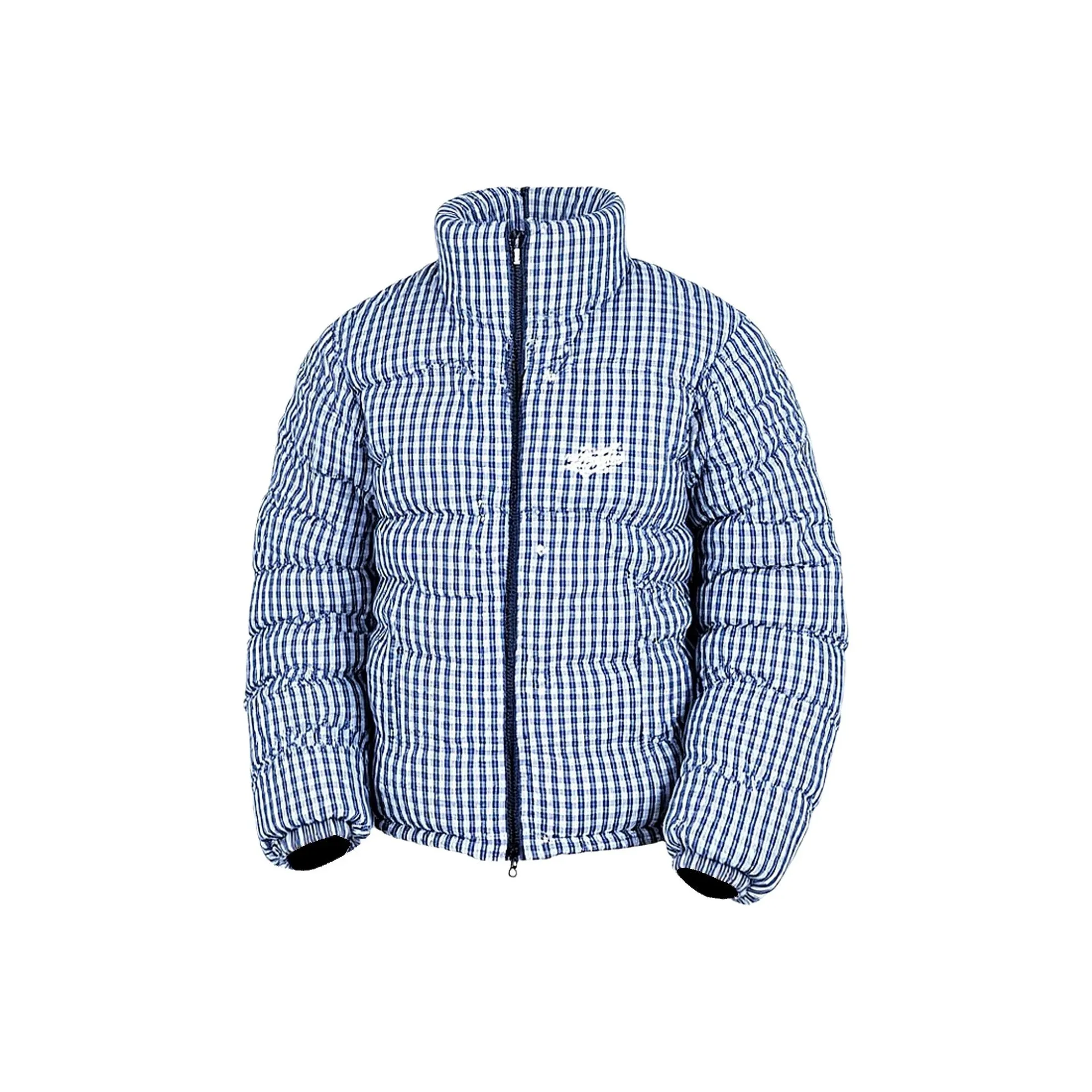 A02 Синий Клетка Унисекс Пуховики