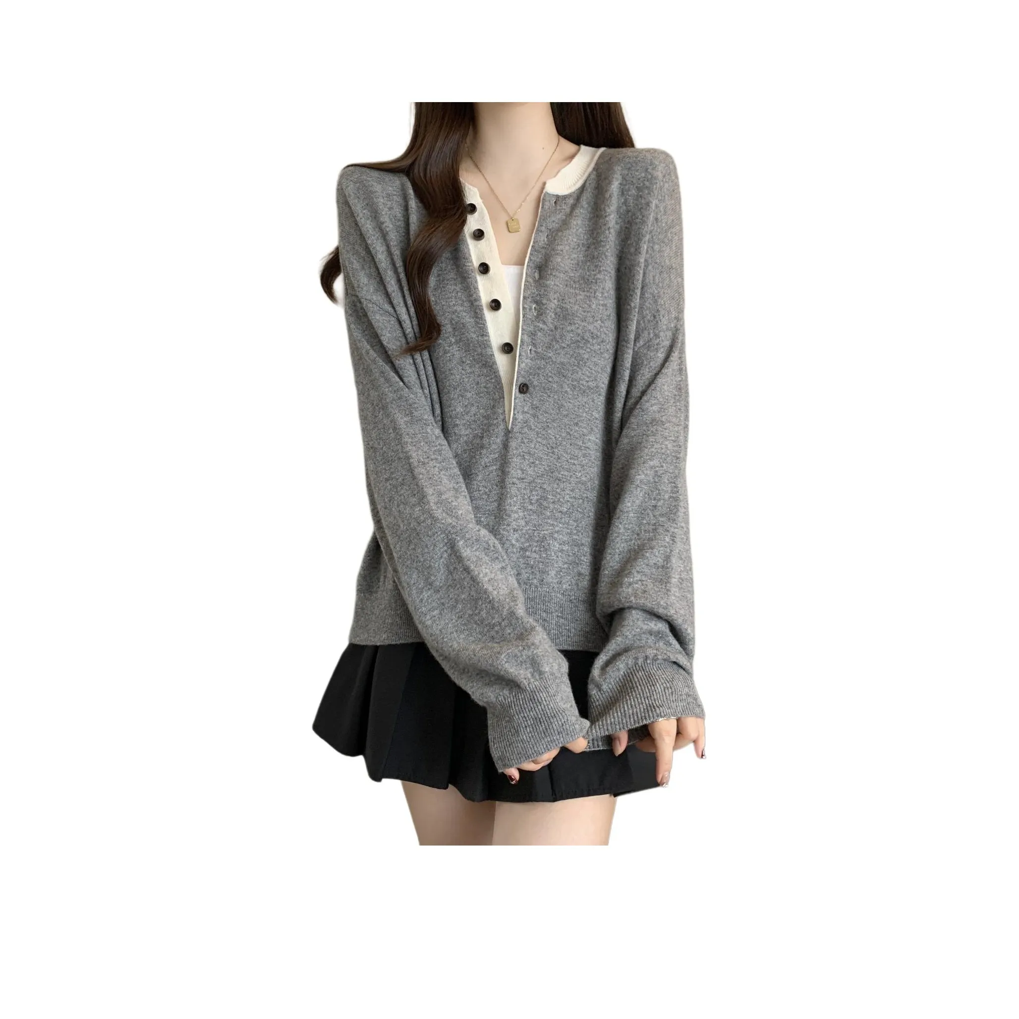 IWZI Half Распакованный Ожерелье-чокер Серый Женский Трикотаж