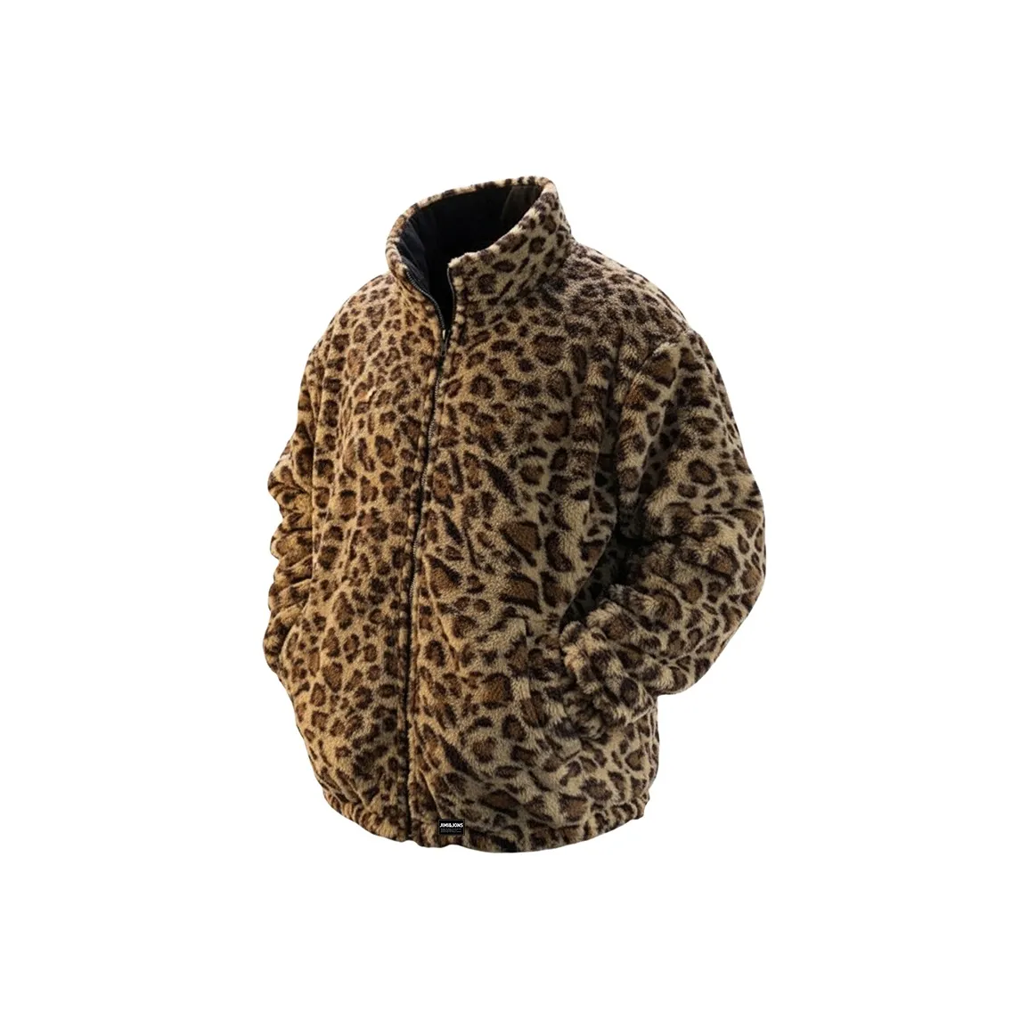 JIMI JONS Черный Леопардовый принт Двусторонний Унисекс Пуховики