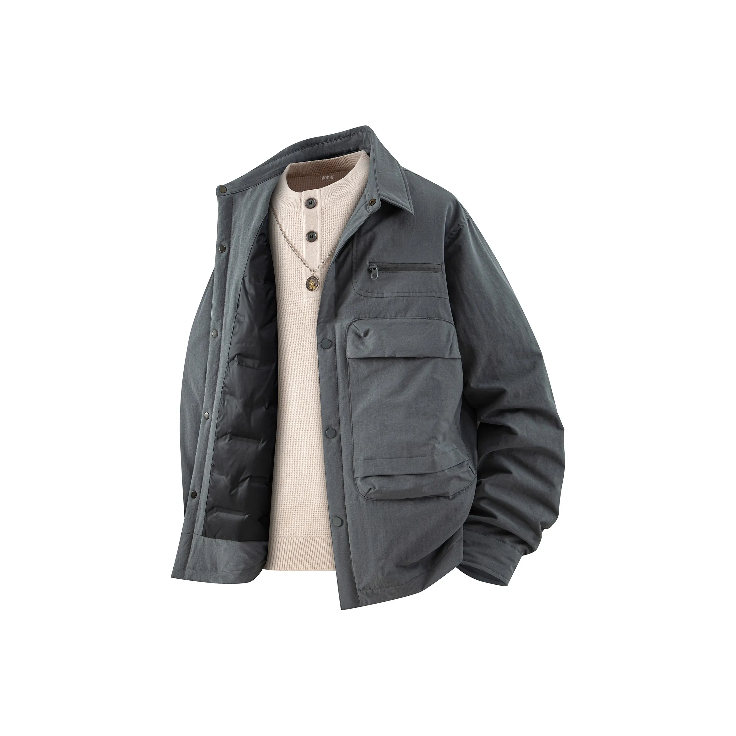 YALU Темно-серый унисекс пуховики