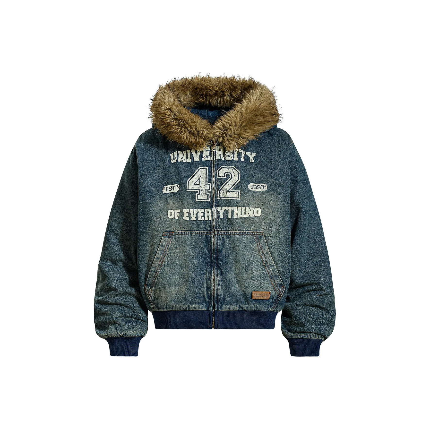 WAYHWEI Джинсовый синий унисекс пуховики