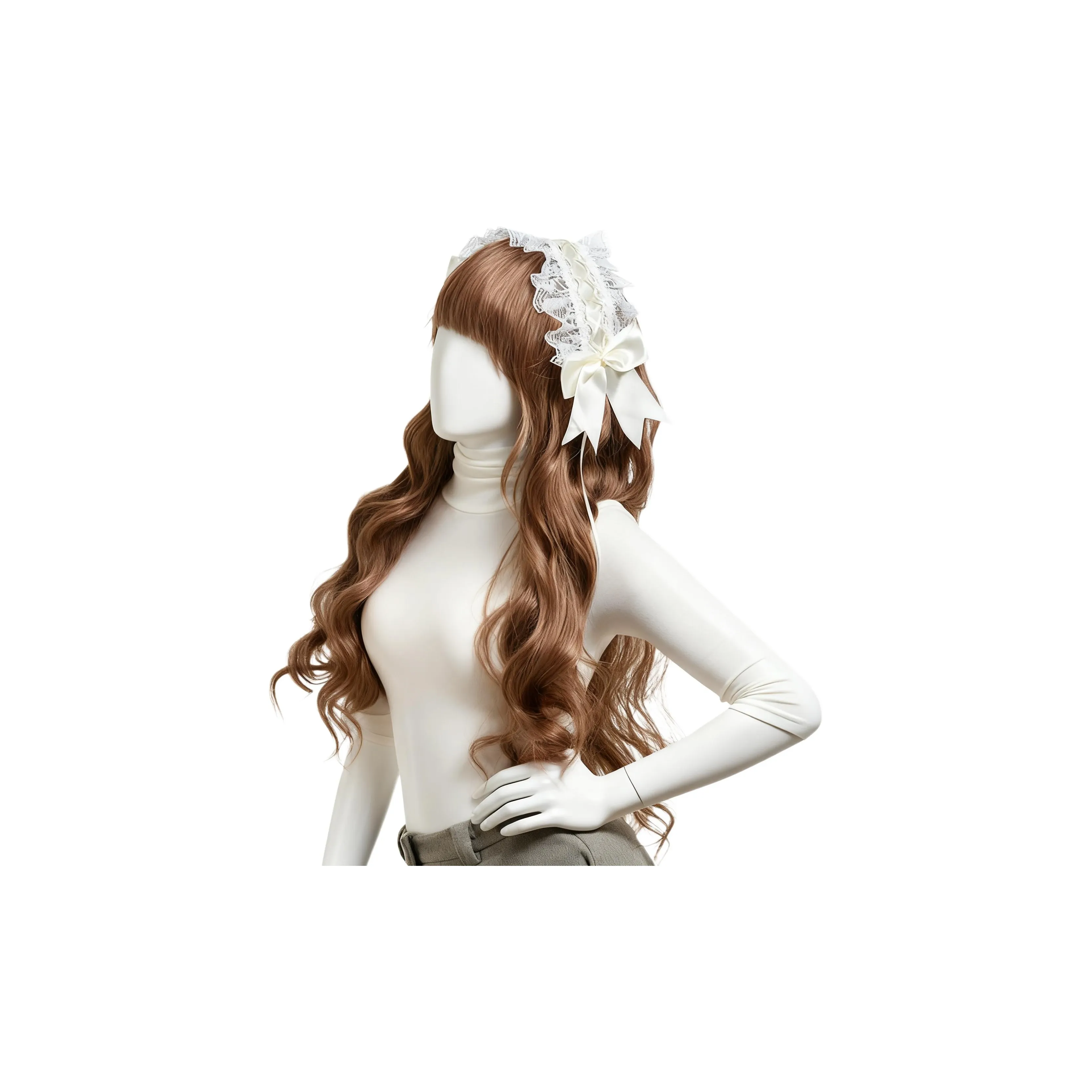 LUCY LEE Нет Нижняя заколка Перука Отделка Подвесной Ухо Кукла Точность Пудра Коричневый Завивка Ободок