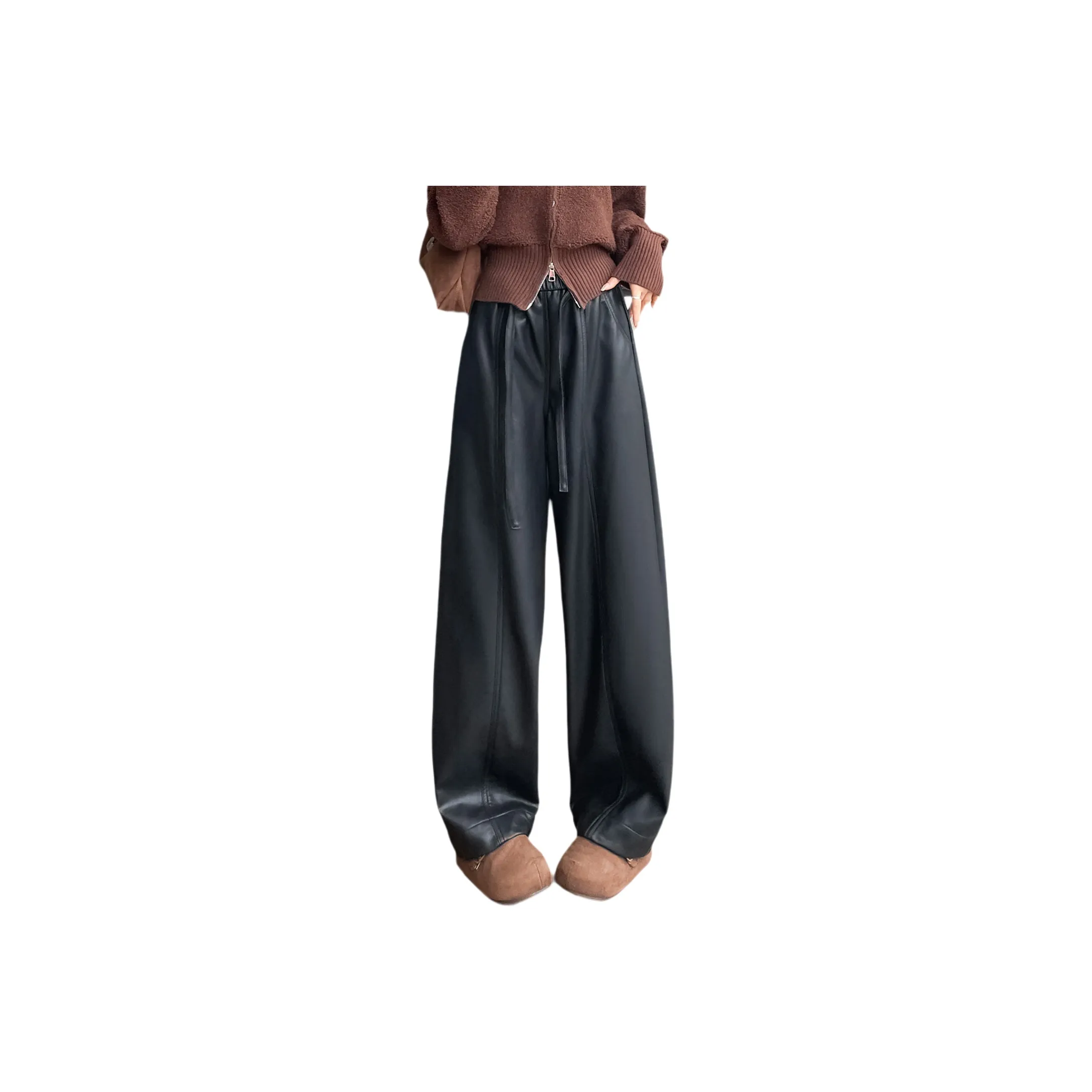 SITOL Кожаные брюки женские черные