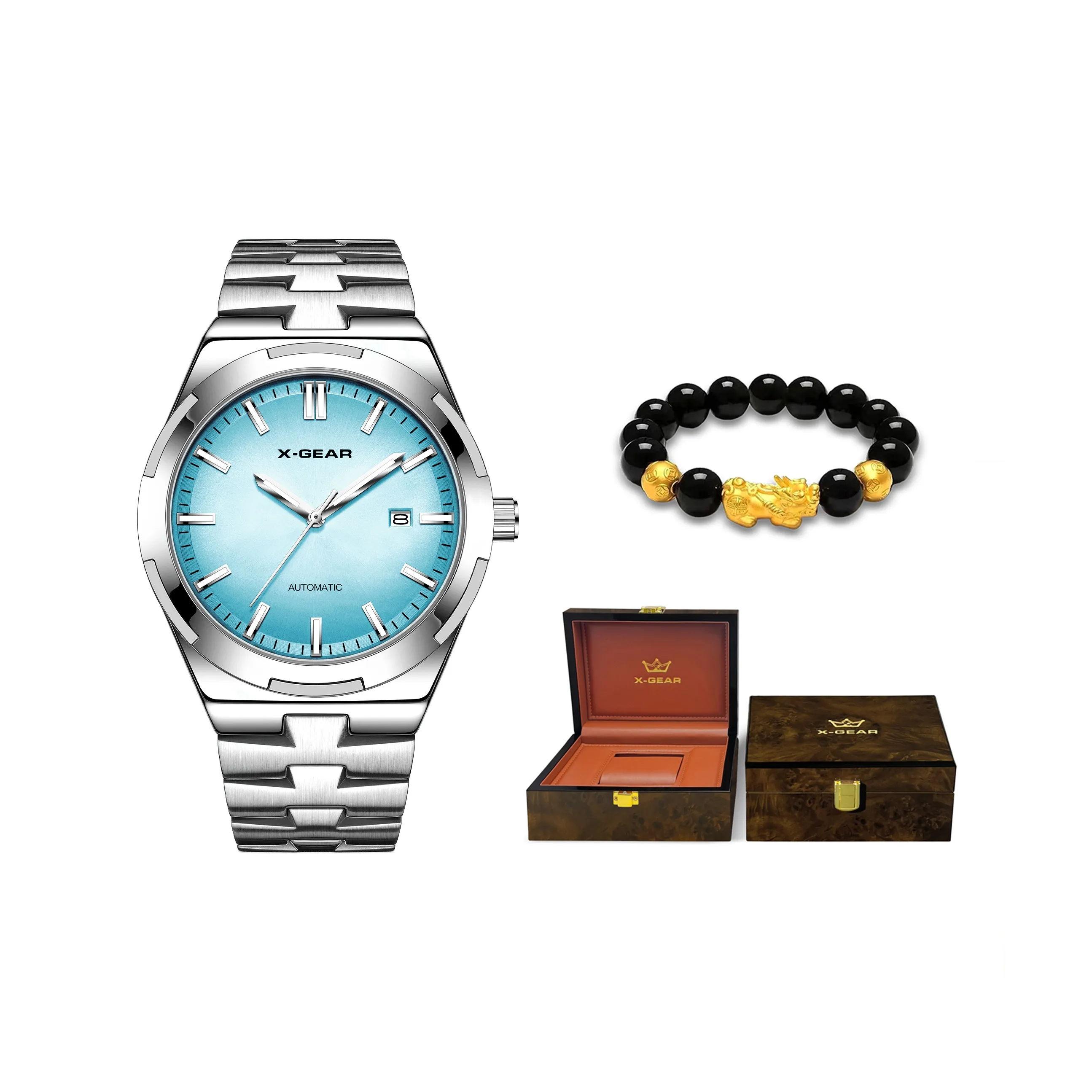 X Шестерня Vertical and Horizontal Collection Автоматический Механический Механизм Ремешок из Нержавеющей Стали