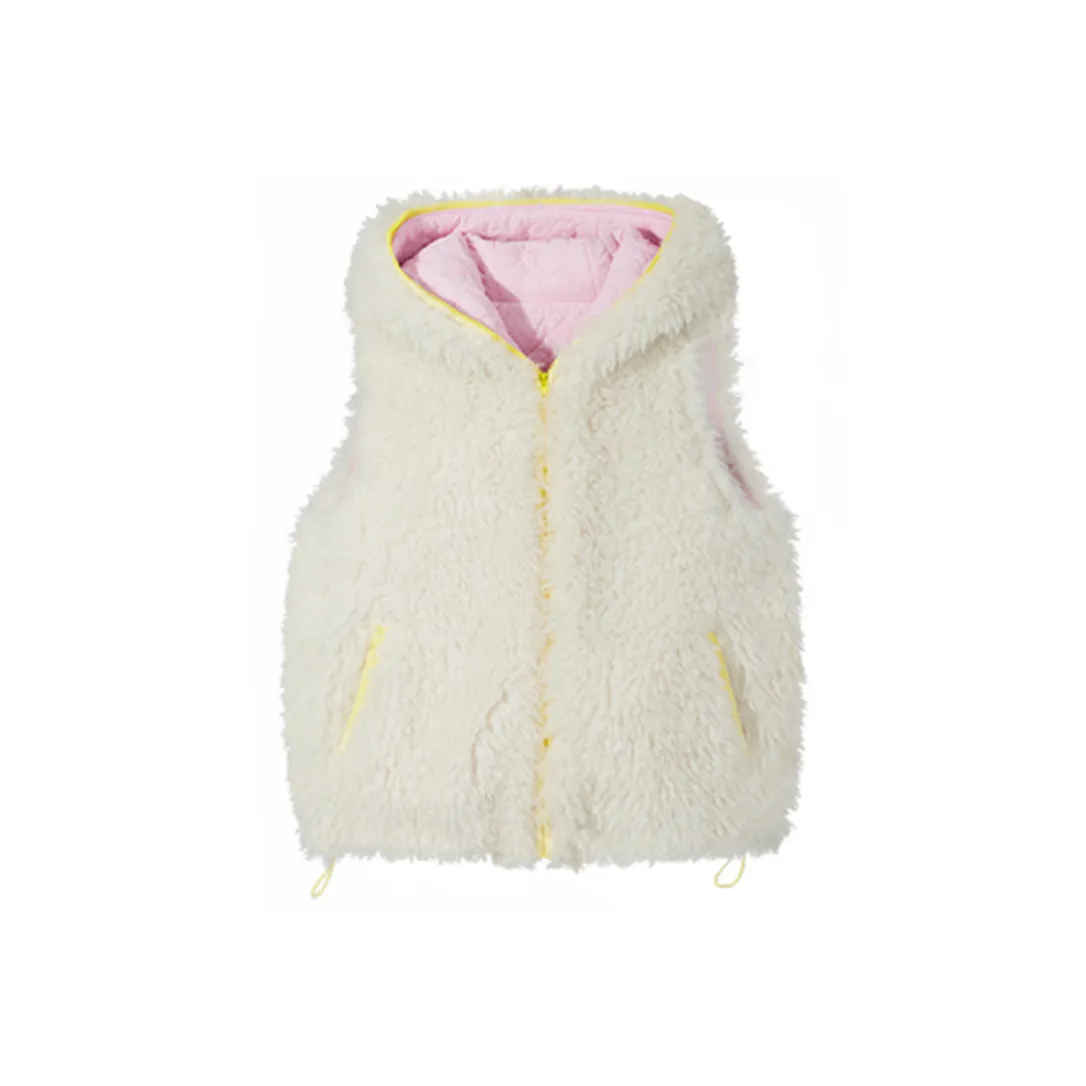 IUNOP Белый мех Жилет Утеплённый Женский жилет