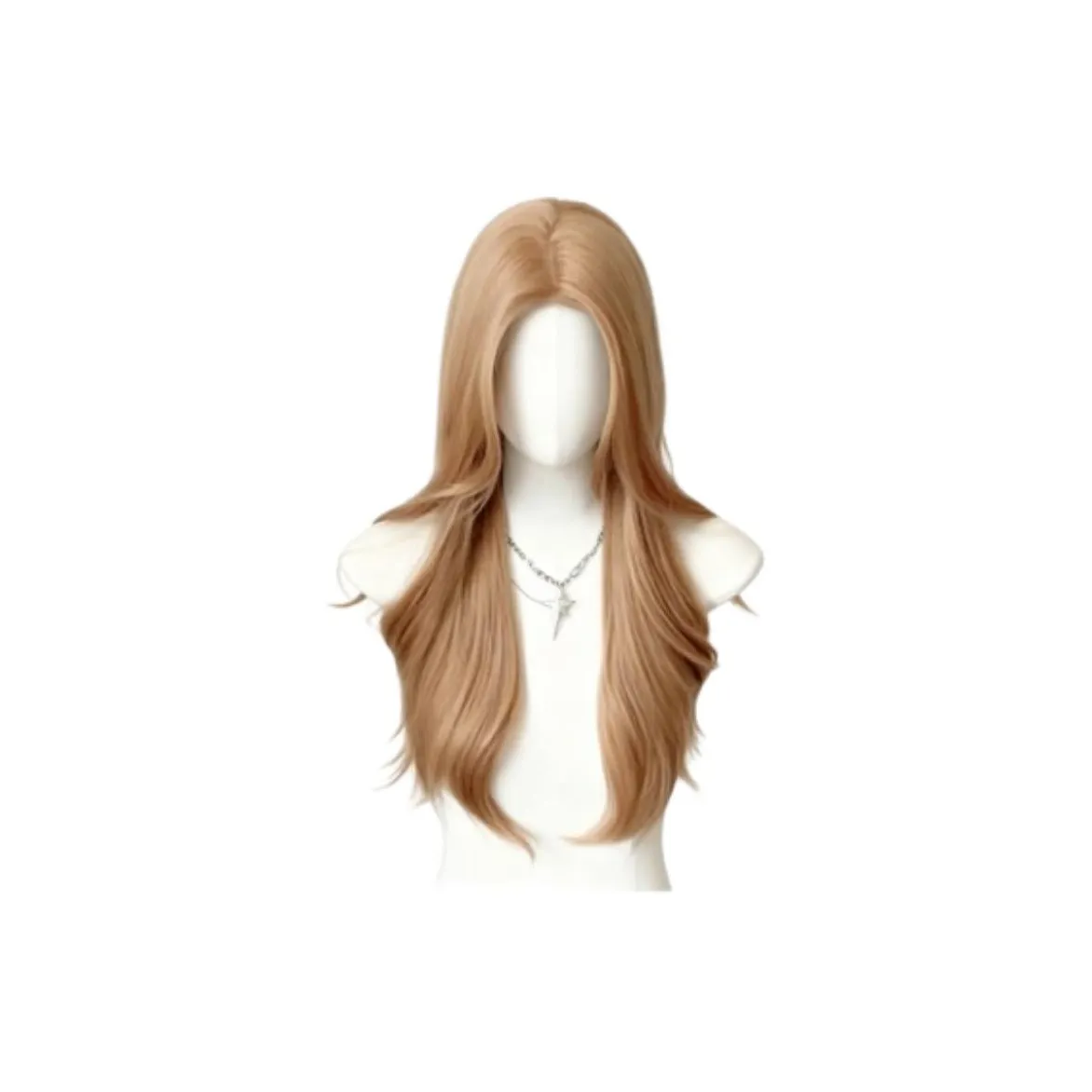 UMIFFA Золотисто-коричневый Длинный Кудрявые Волосы с CENTER Часть Большая волна Перука Набор