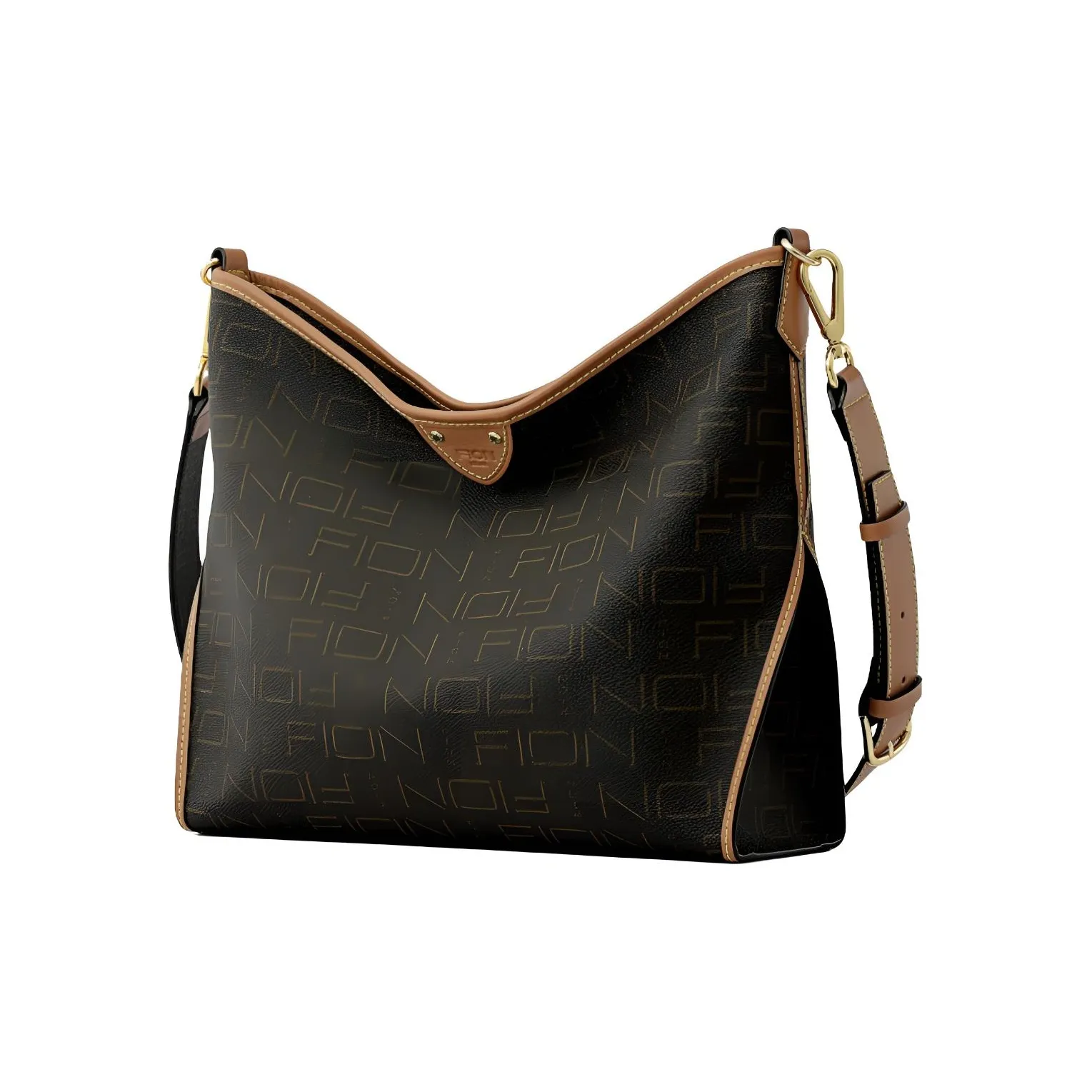 FION Сумка через плечо из искусственной кожи женская кофейного и верблюжьего цвета