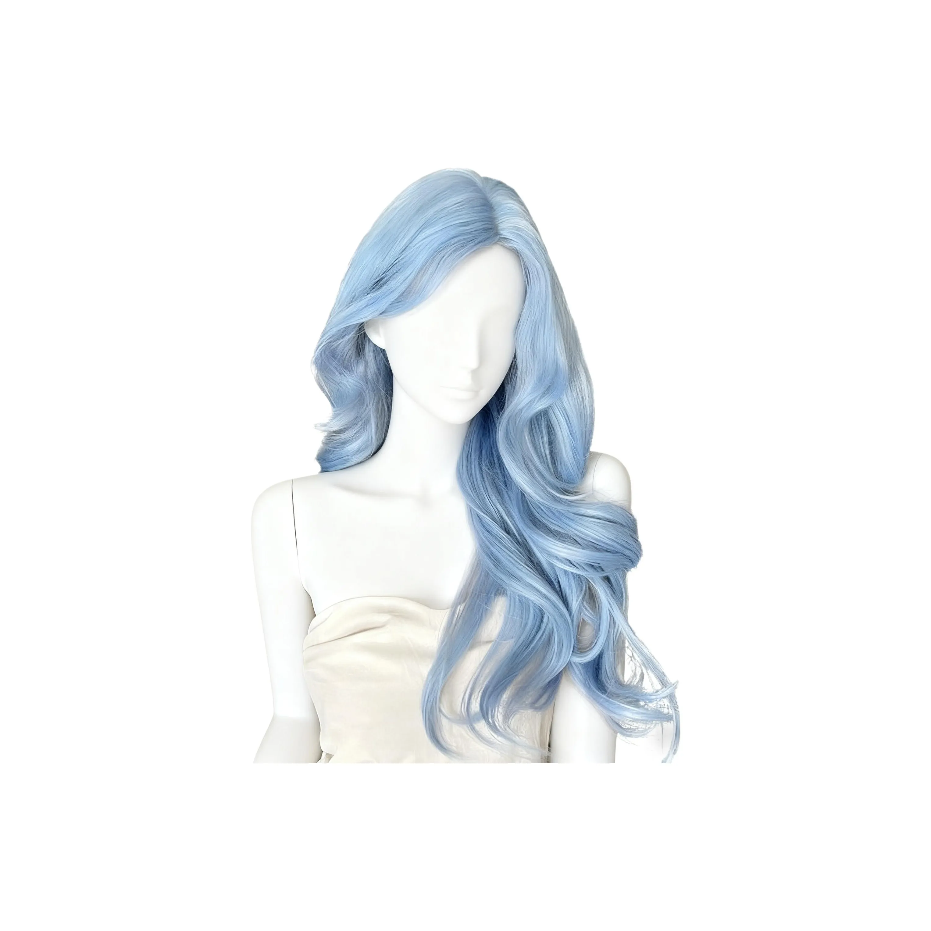Northward Incline Озерно-голубой Средний Длина Прямые волосы Женская парик Высокая температура Пряжа