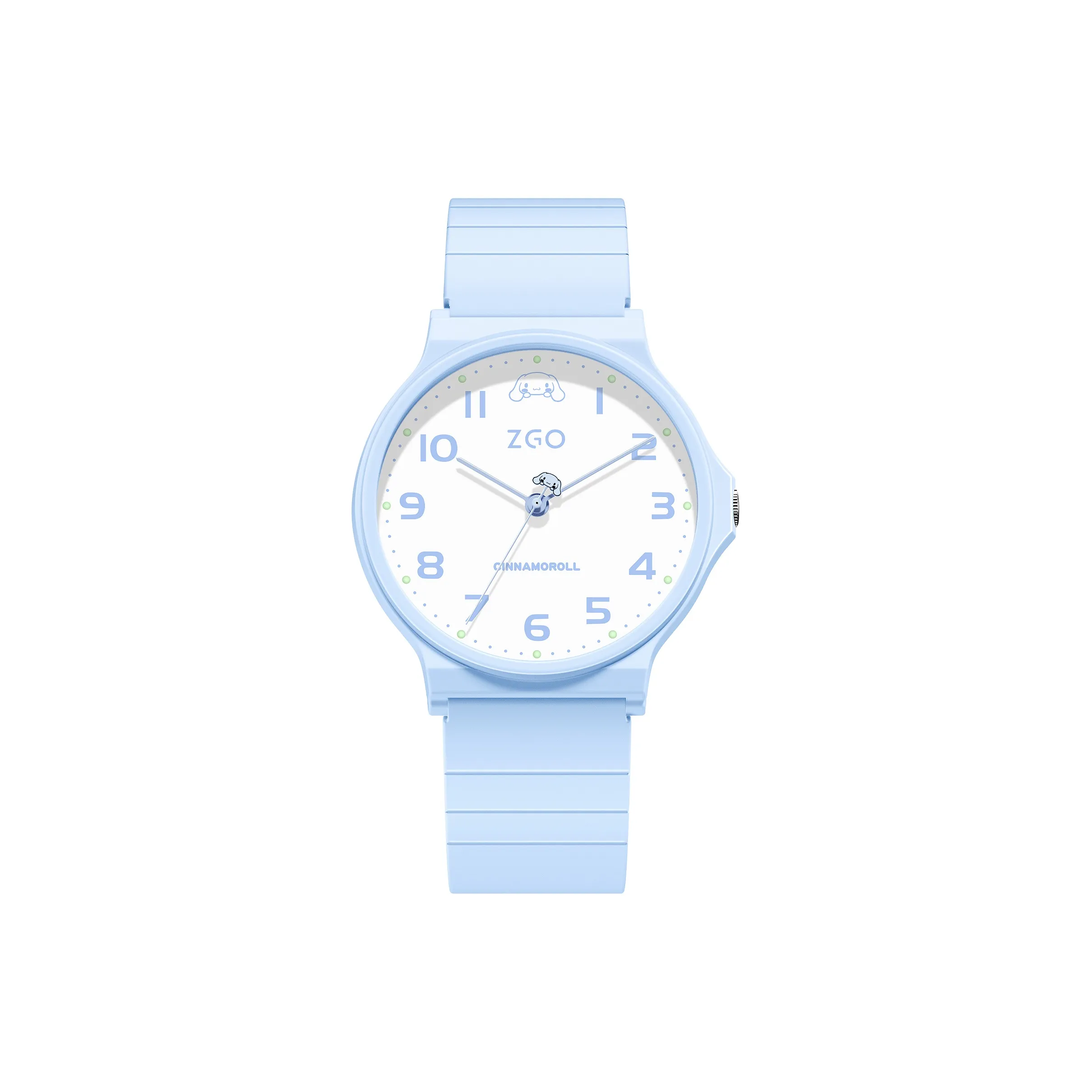 Zgo Sanrio Yugui Dog Электронный Механизм Резиновый Ремешок Часы Женские Белый Циферблат