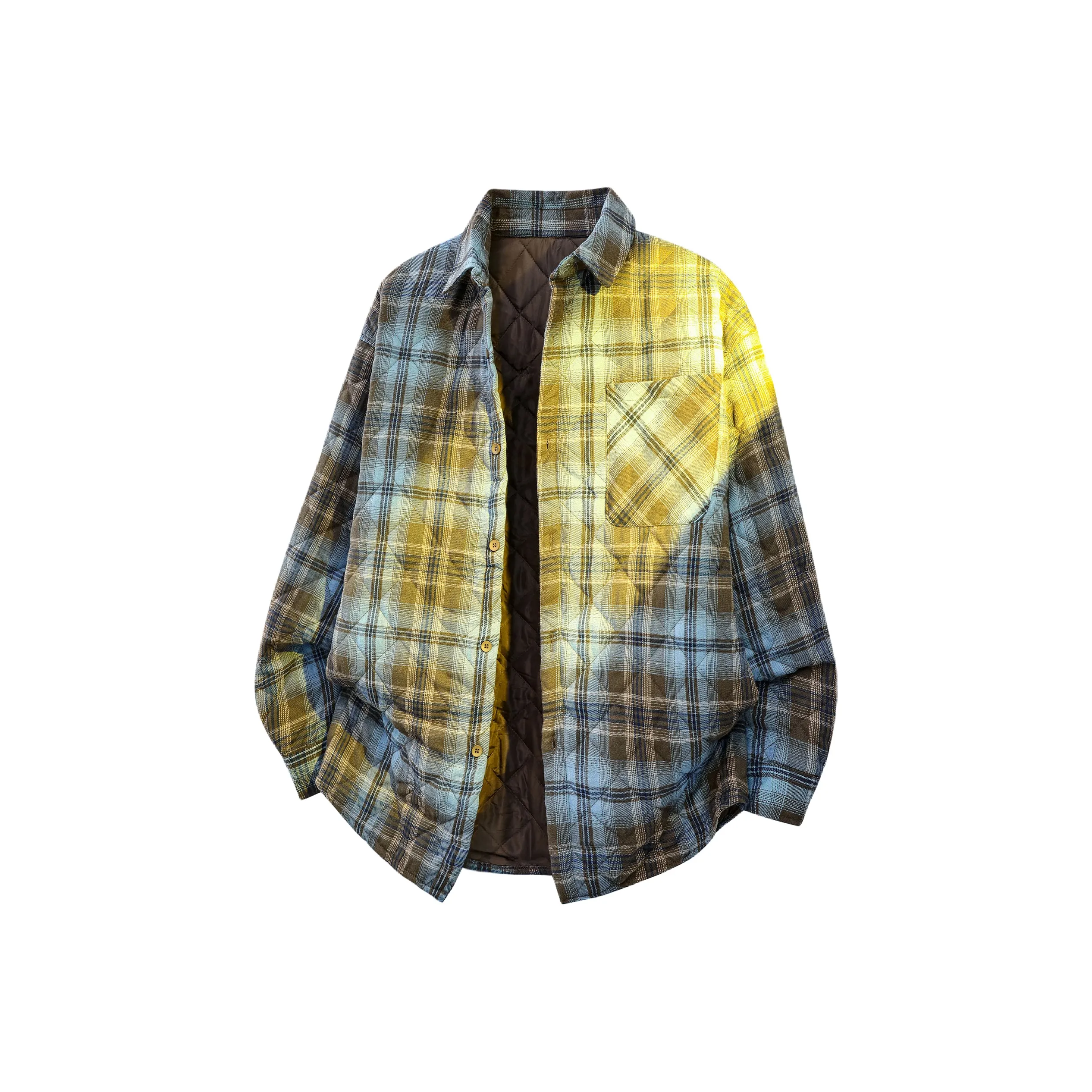 ABCNF Синий Коричневый Клетка Унисекс Пуховики