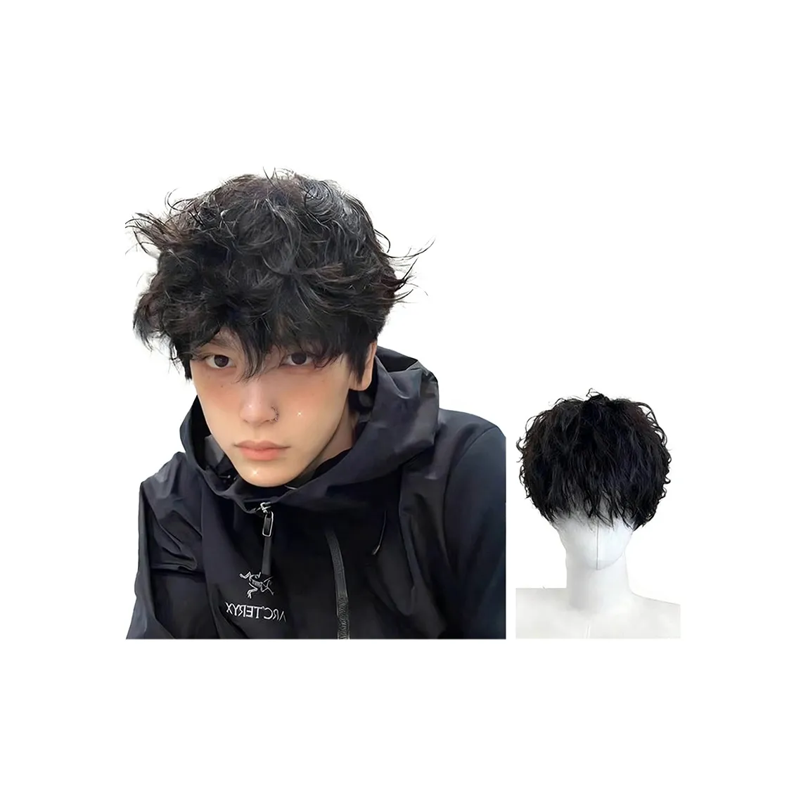 YOSEE Перука Мужская Wriggle Шерстяной Завиток Короткие Волосы Естественный Объем Высокая Температура Пряжа