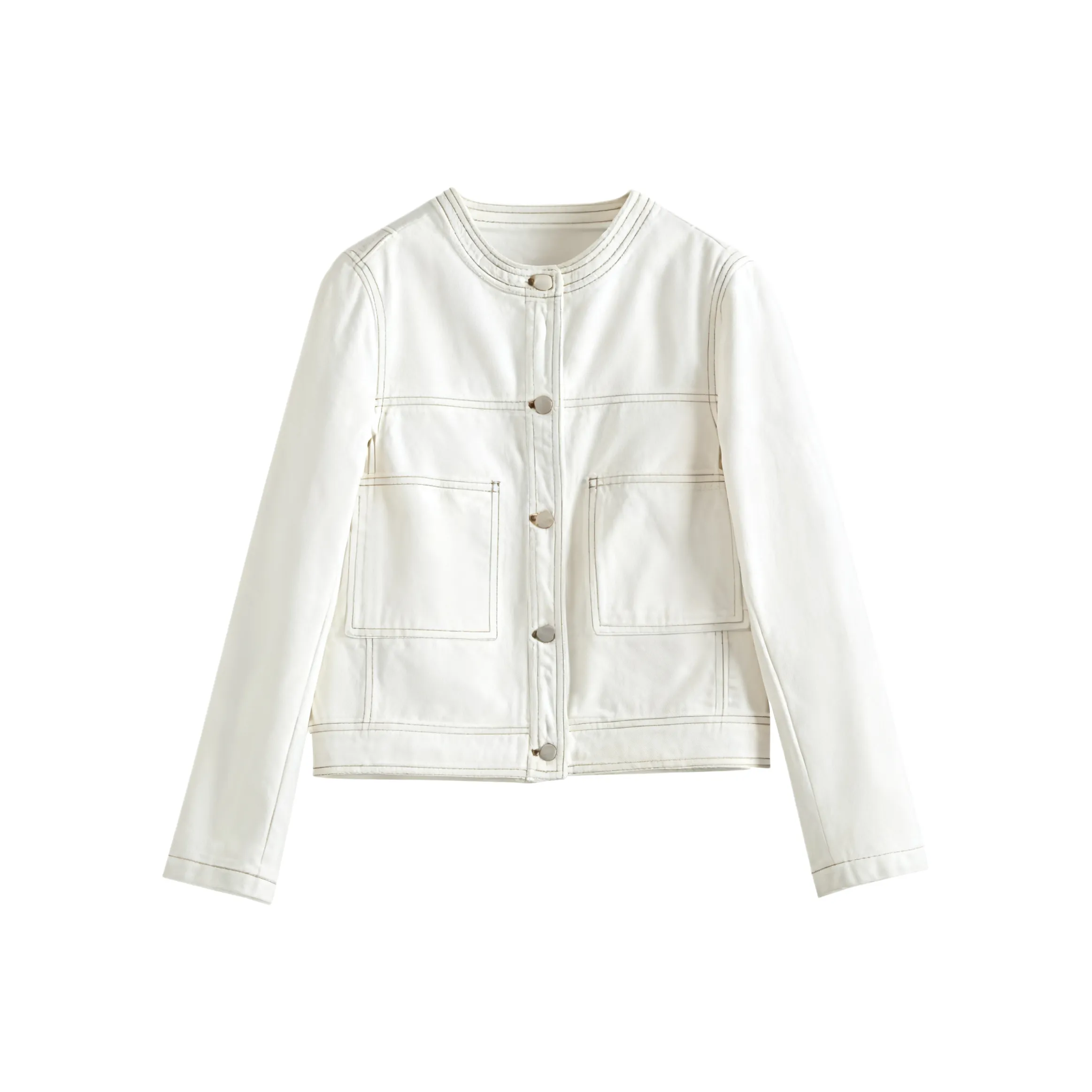 SLLSKY Кокосовый Белый Женские Джинсовые Куртки