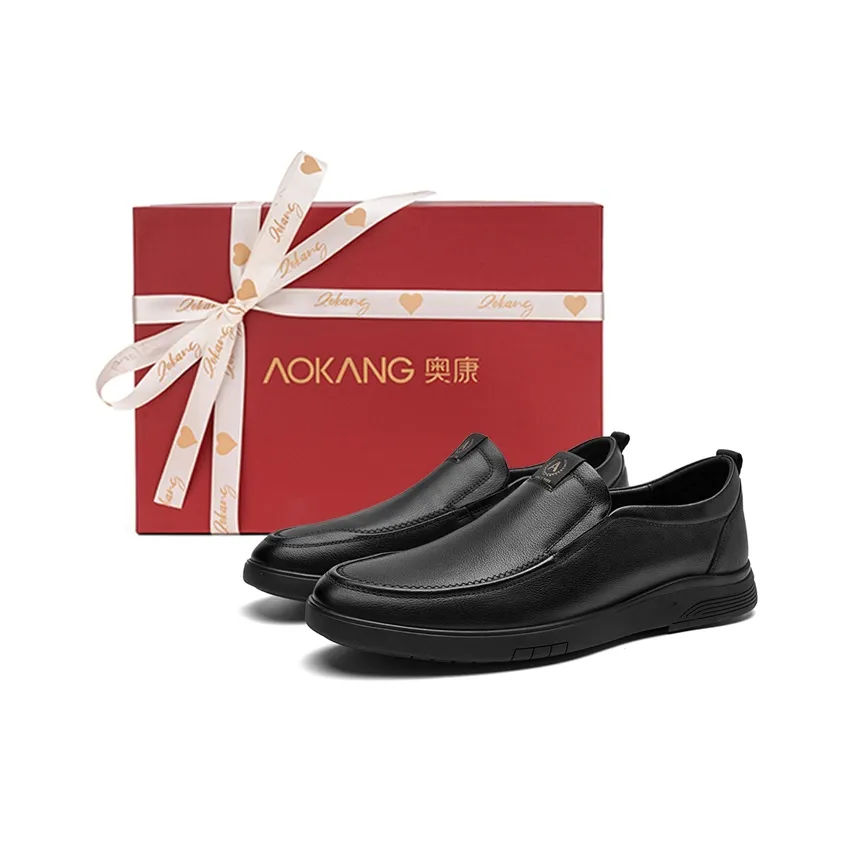 AOKANG Elegant Fashion Apparel Collection Slip On Повседневные кожаные туфли Slip On Мужские Черные