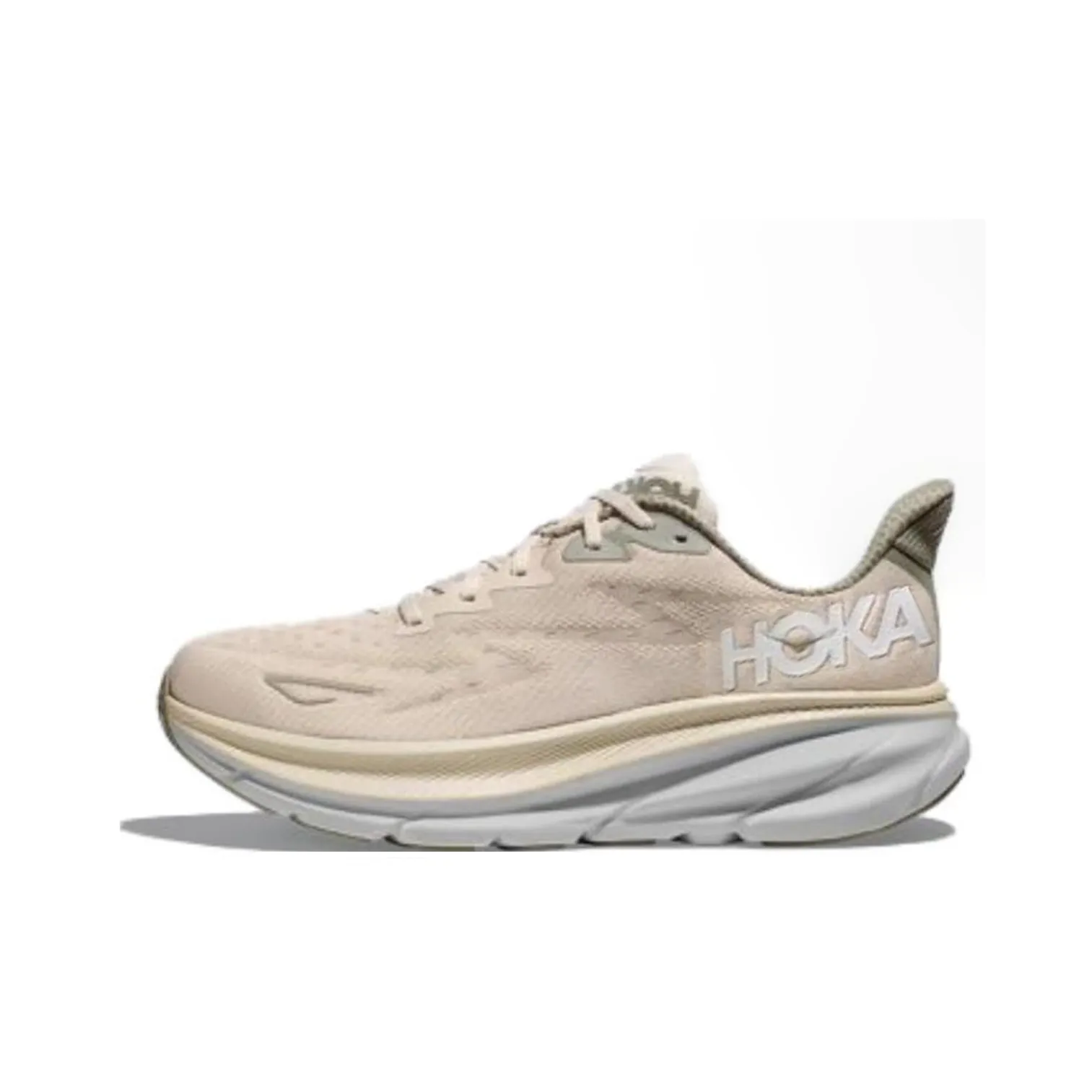 HOKA ONE ONE Clifton 9 Противоскользящие Устойчивые к истиранию Низкий Топ Беговые кроссовки Мужской Экрю Широкий крой