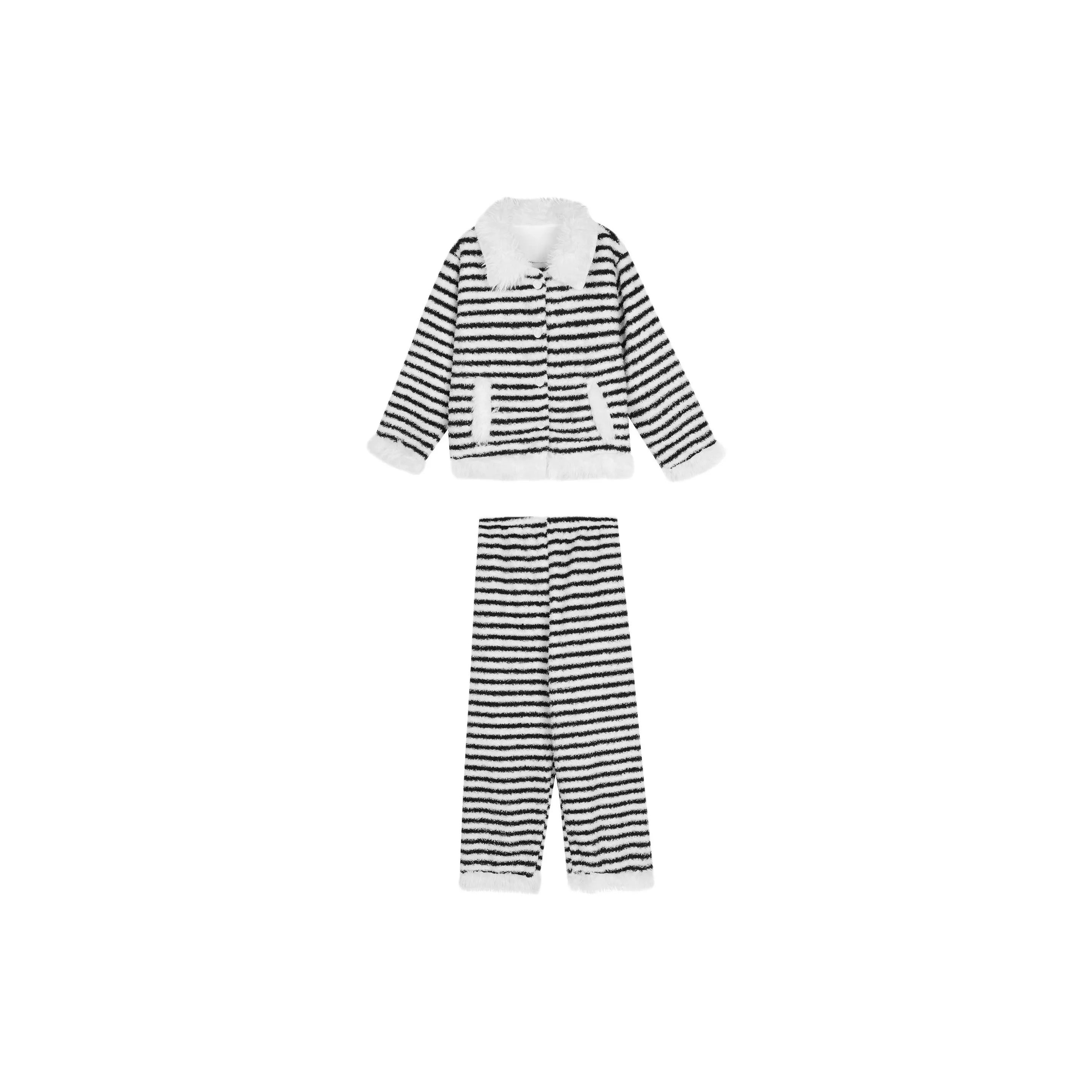 DUSHILIREN Черно-белые полосы Комплекты одежды Женские Пижамные комплекты