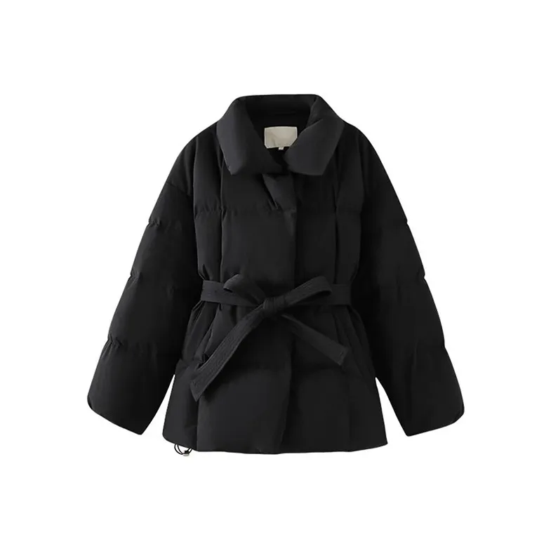 SNZX Черный Кружево Вверх Пуховая куртка Женские Пуховики (пуховики)