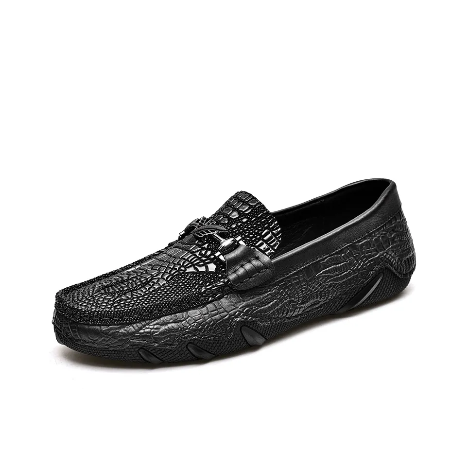 IZEIZIG Slip-On Кожаные туфли Мужские повседневные туфли Мужской Черный 2025