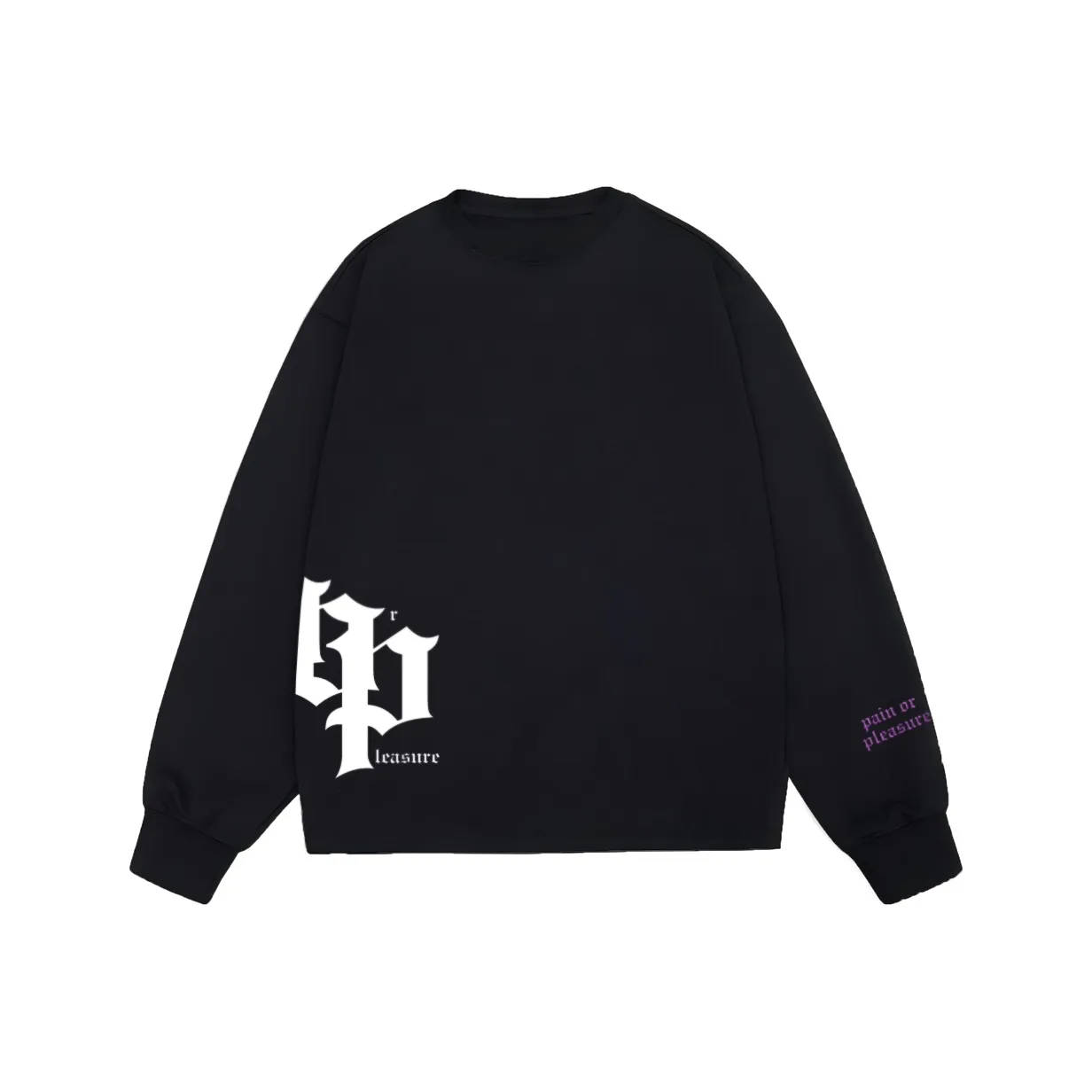 PAIN OR PLEASURE Длинный рукав Свитшот T-Рубашка Весенний Осенний Удобный Универсальный С логотипом LARGE LOGO Стиль