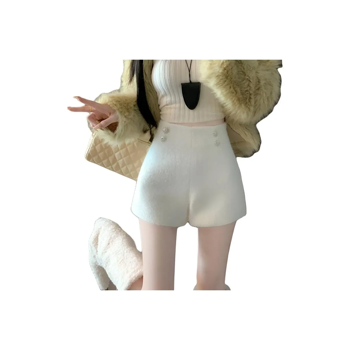 MILING Шерстяные Повседневные Шорты Женские