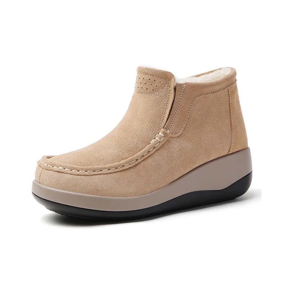 QINBU Утепленная обувь Термозащита Увеличение высоты Устойчивость к истиранию Высокие ботильоны Женские