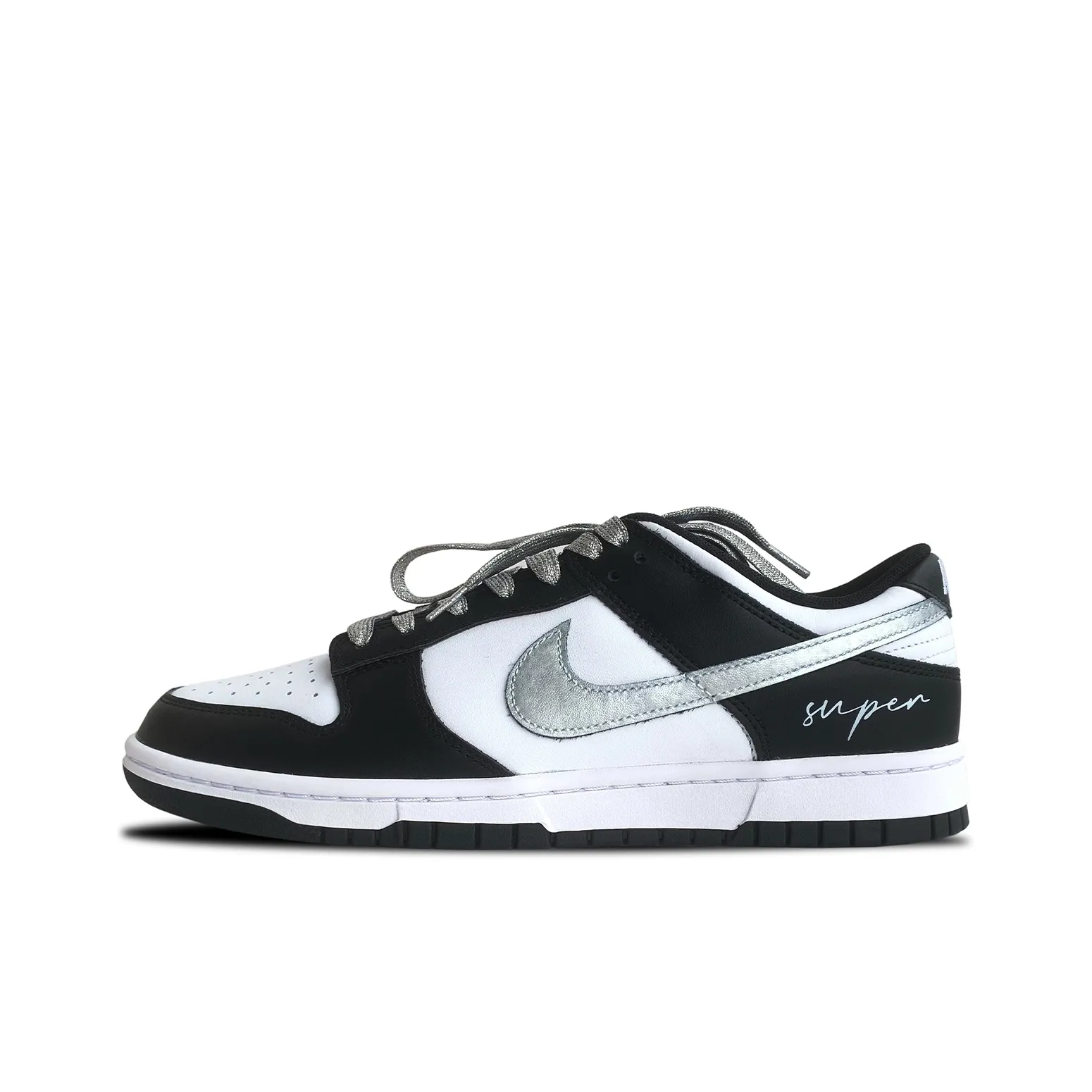 Nike Dunk Водонепроницаемый и Износостойкий Низкий Топ Скейтборд Кроссовки Унисекс Серебристо-Черный