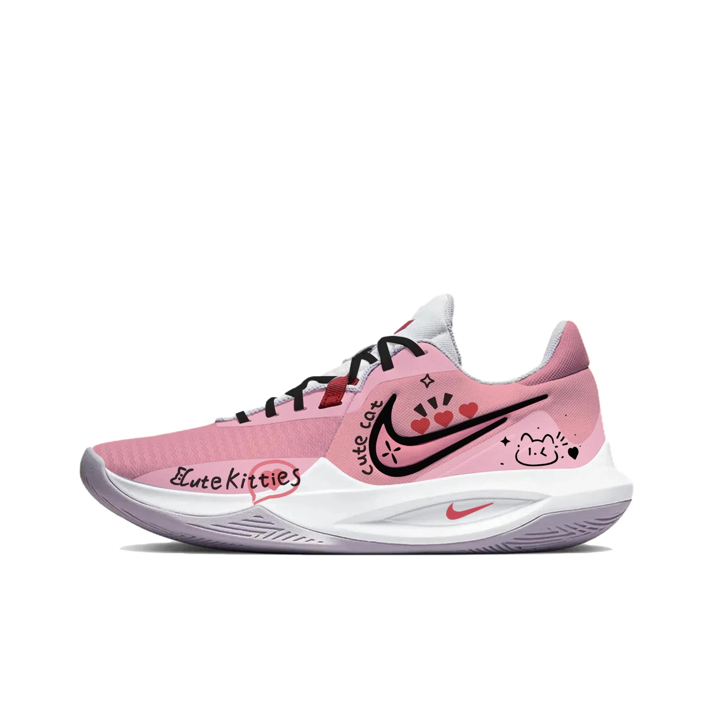 Nike Precision 6 Cute Cat Амортизация Износостойкие Низкие Баскетбольные Кроссовки Мужские Розовые