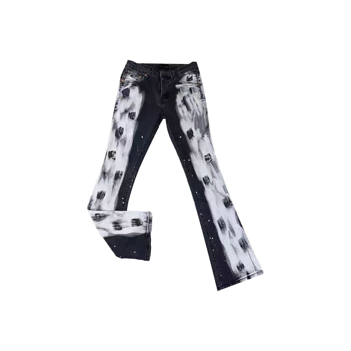 YIWANSHIDUO Черный Белый [Элегантный Универсальный Стиль] Унисекс Джинсы