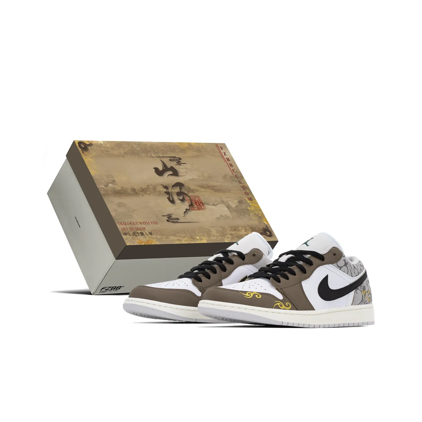 Jordan Air Jordan 1 Коробка Китайский стиль Han DYNASTY Плавный Облачный узор Устойчивый к истиранию Низкий Топ