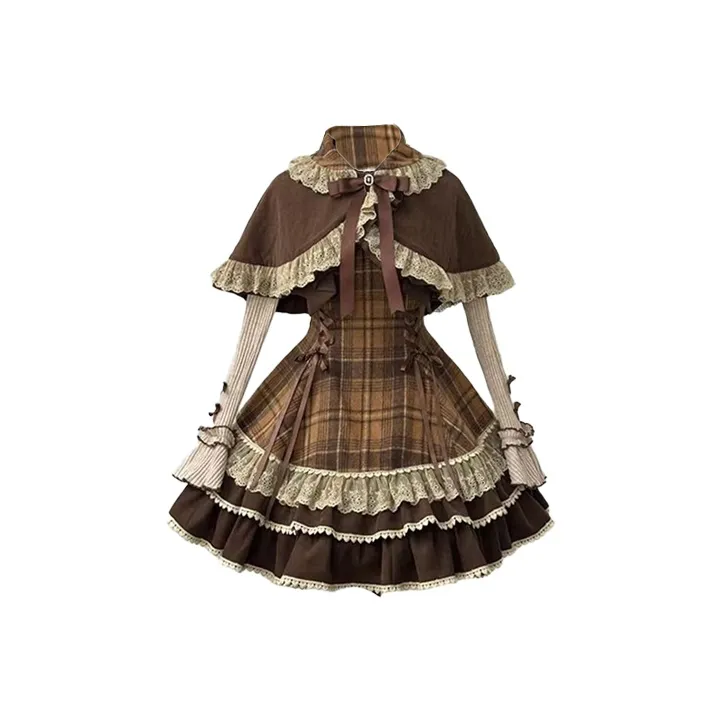 COVT Высокое Качество Карамель Девичий Набор Плащ+Топ+Платье Женские Платья Лолита
