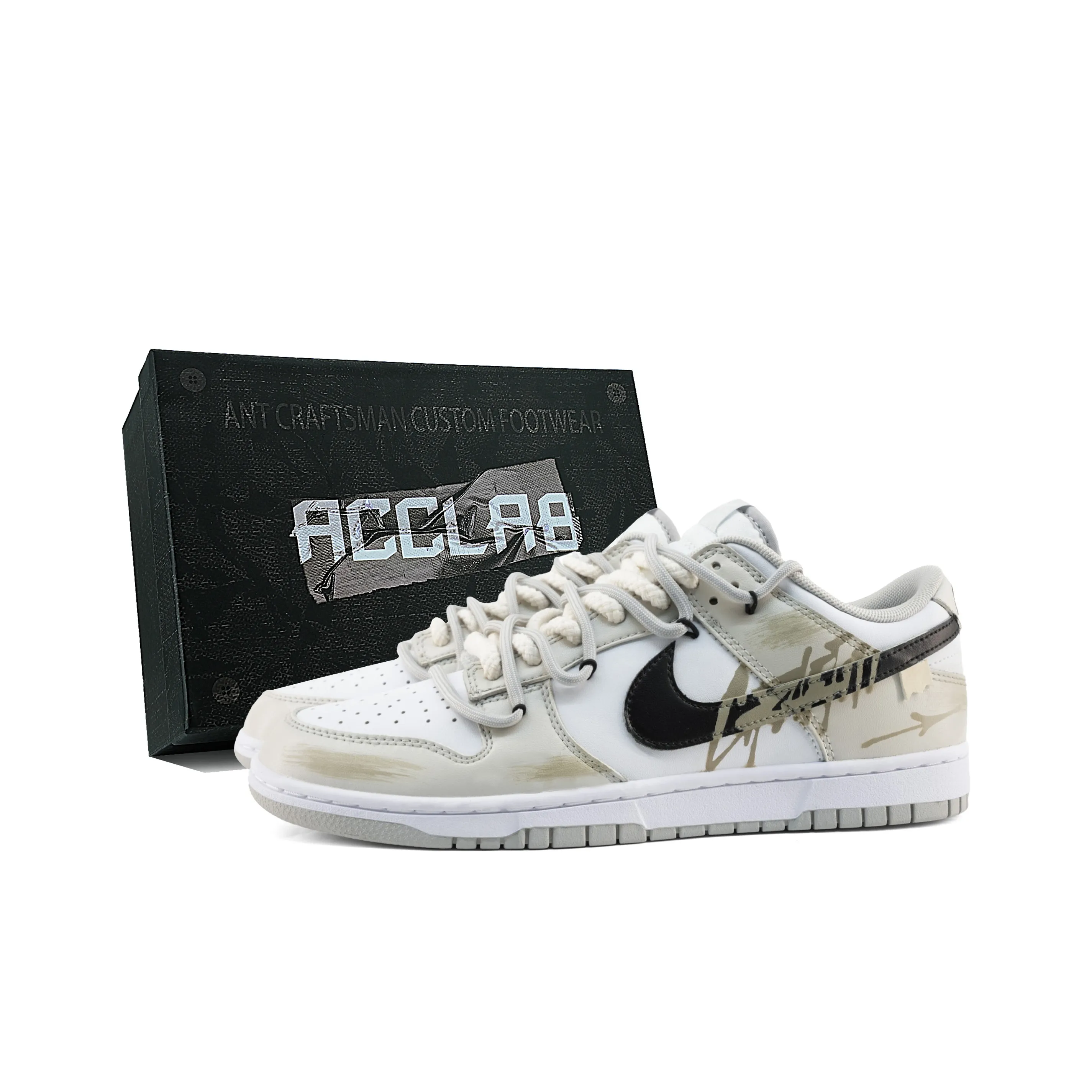 Nike Dunk Легкий визуально увеличивает рост Низкие кроссовки для скейтбординга Мужские Белые Серые Желтые