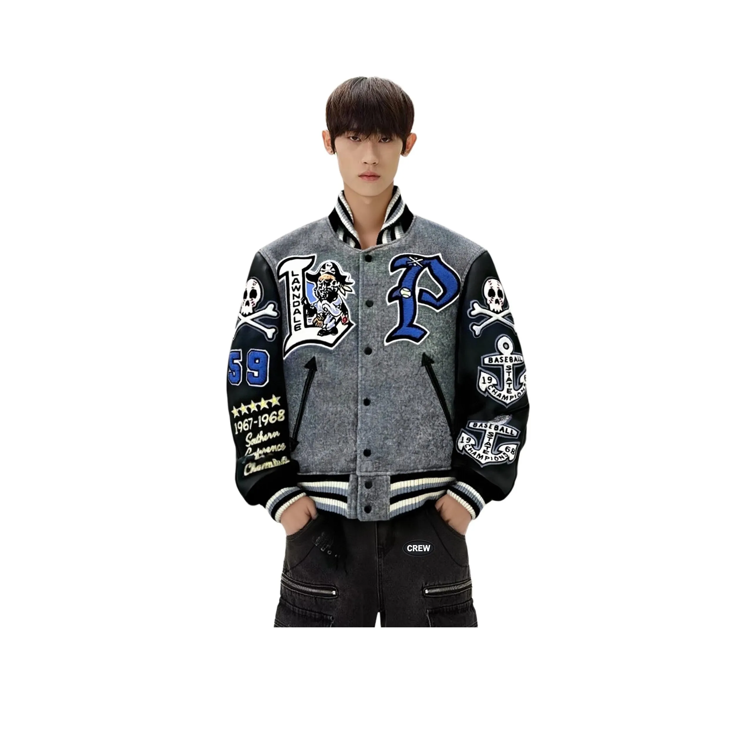 WUHA CREW Серый с флисовой подкладкой унисекс куртки