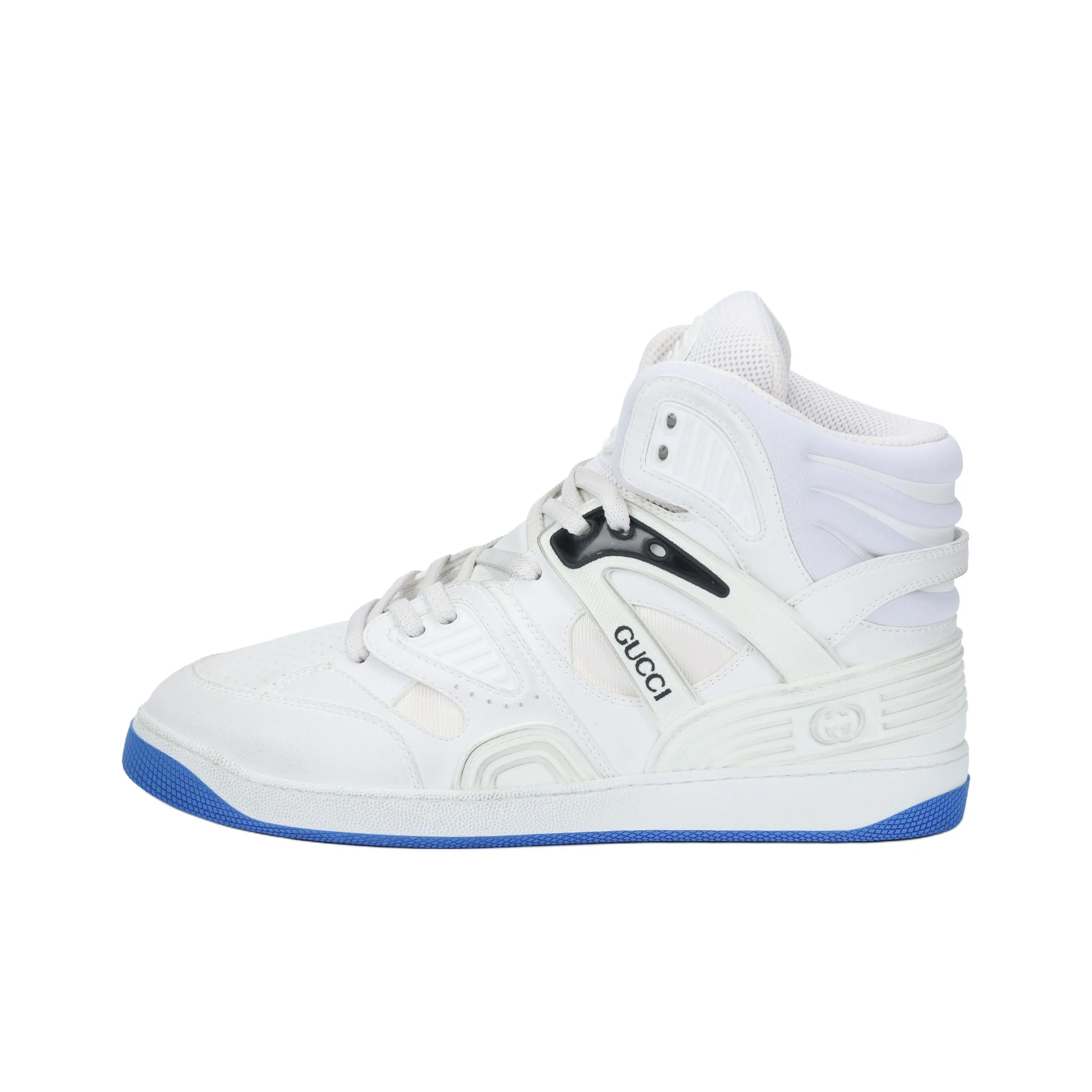 GUCCI Basket Vintage Basketball Shoes Men High Top White/Blue