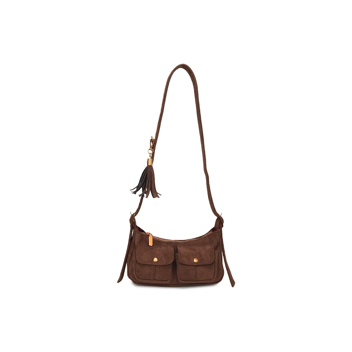 Duoluplo Замша Плечевая сумка Женская Кофейно-коричневый Леопардовый принт Коричневый Черный