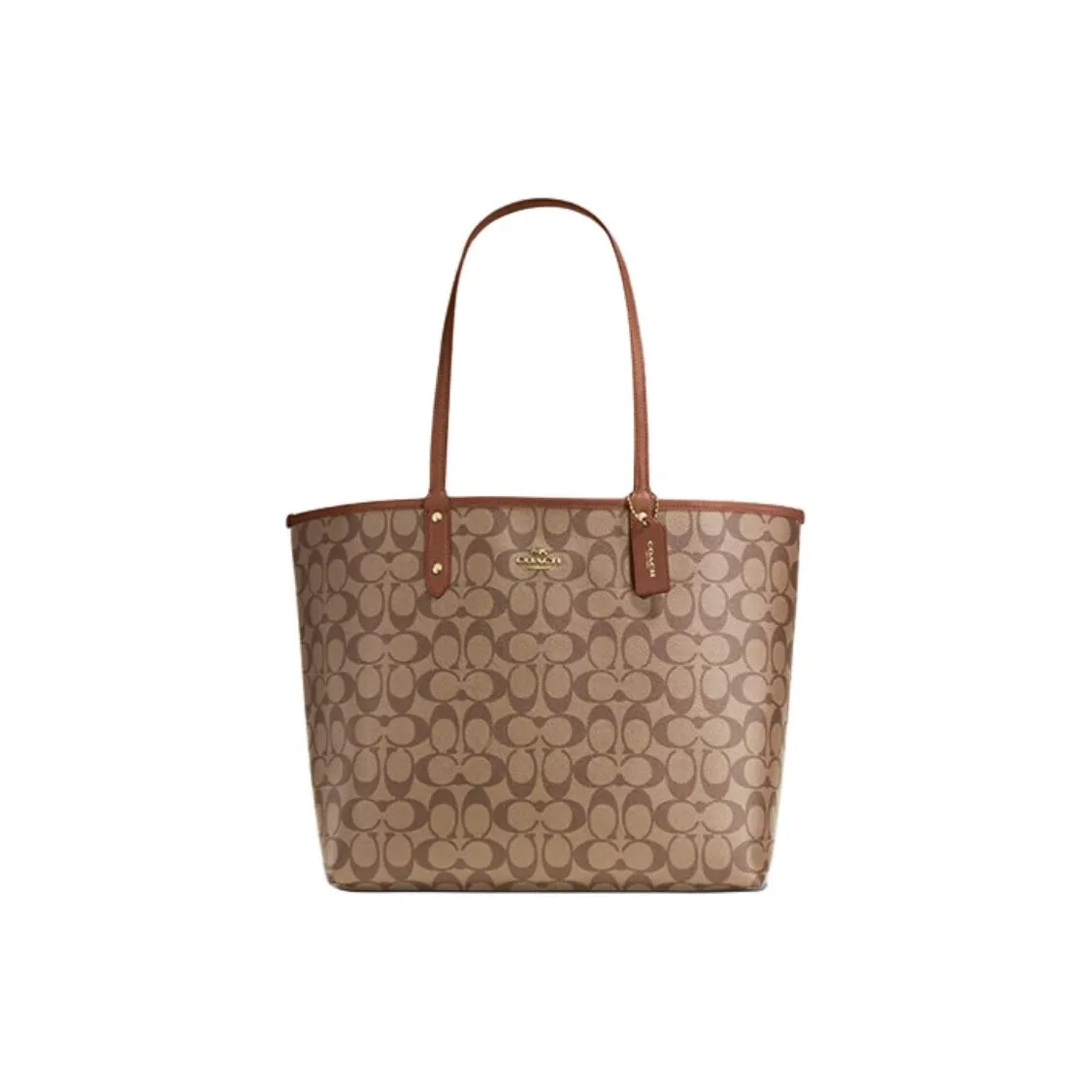 COACH Городская сумка PVC Tote сумка для покупок сумка сумка через плечо большая женская коричневая