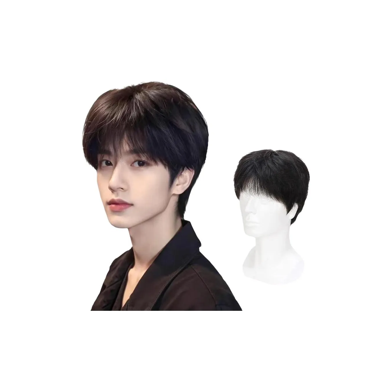 GLUNA Юноша Корейский Кашемир Дифференциальный Треснутый Крышка Мужская Перука Человеческие Волосы