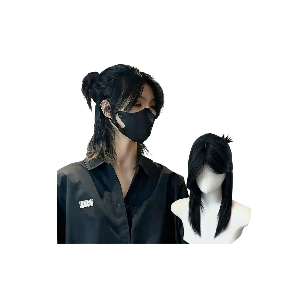 BEIQING Волк Ласточкин хвост Сельдь Голова Средняя Часть Чёлка "восьмёрка" Самурай Голова Парики Для Мужчин и Женщин