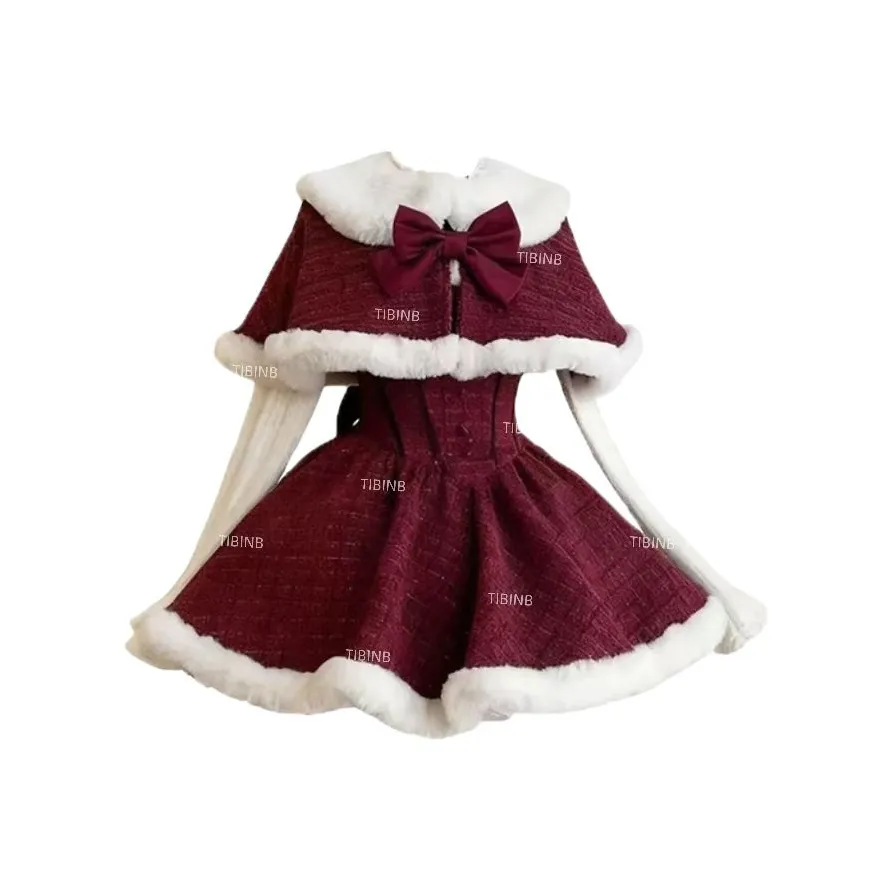 TIBINB Сладкий стиль Комплект Плащ+Платье Женские Платья Лолита