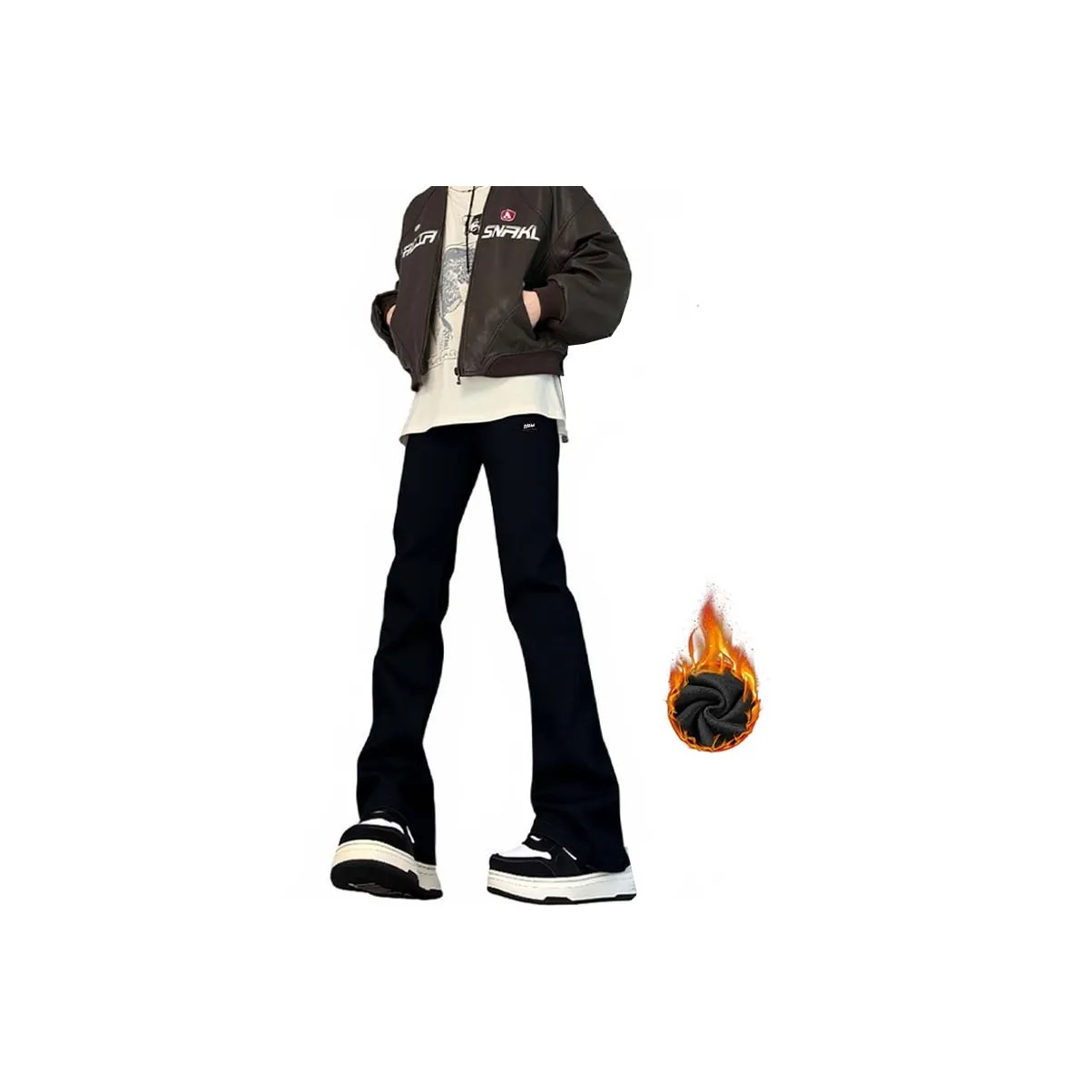 FALIAMS Зимний с флисовой подкладкой и утолщенные джинсы унисекс