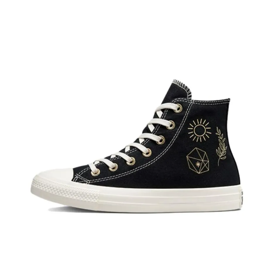 Converse Chuck Taylor All Star High Топ Кеды Женские Черный Белый Золотой Фольга С принтом