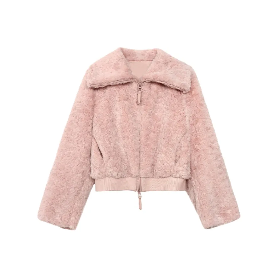 YGPRW Розовый Женские Бархатные Куртки