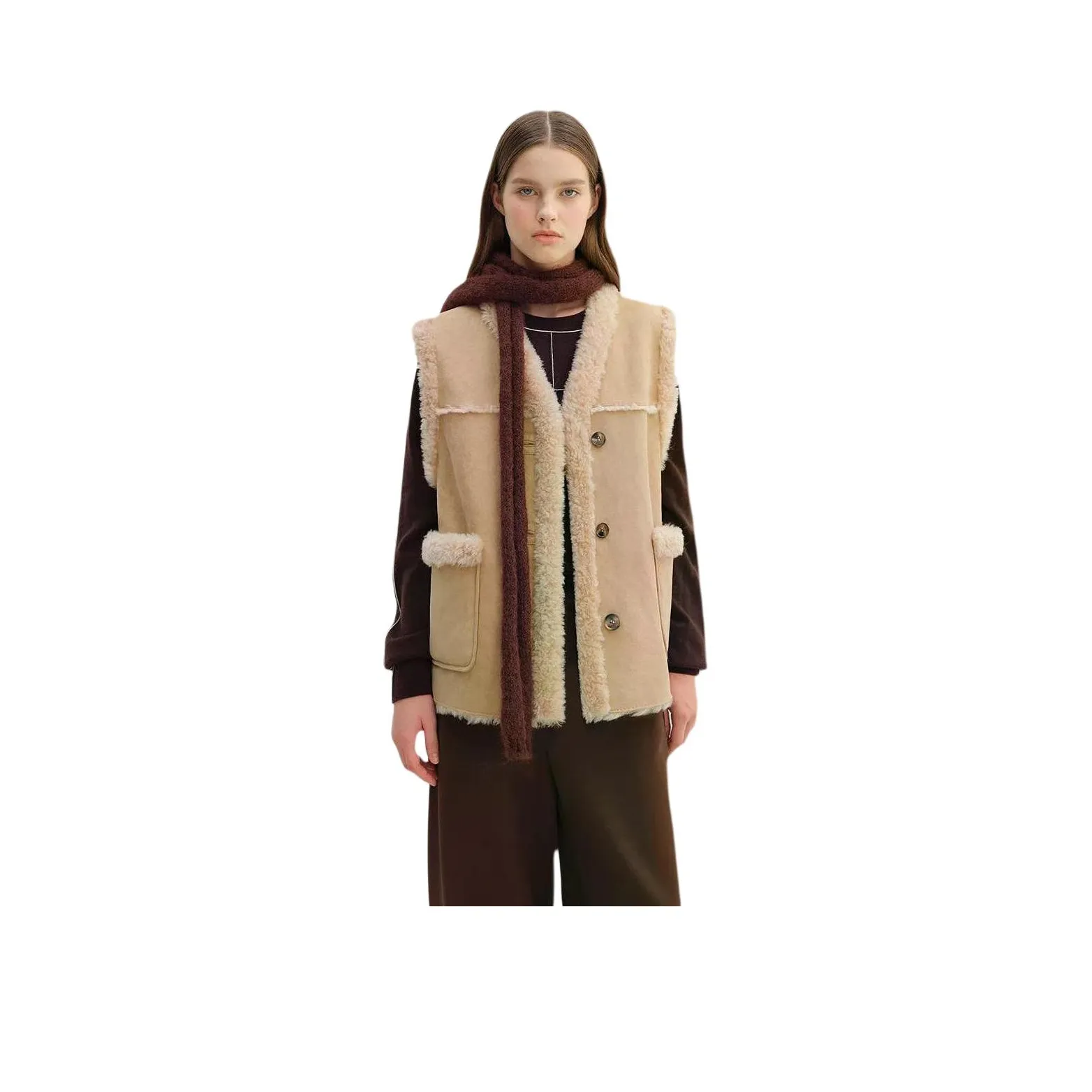 LETTRANS Кремовый Абрикос Женские Меховые изделия