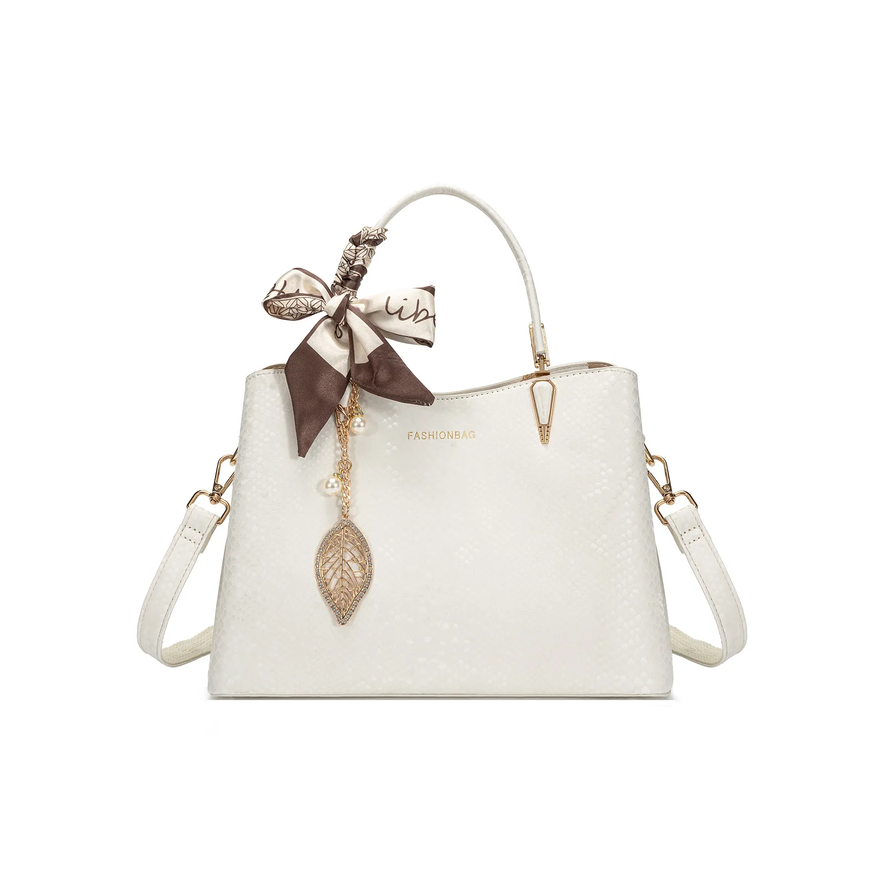 WEINIAO Сумка из синтетической кожи стандартная женская с принтом змеи белого цвета