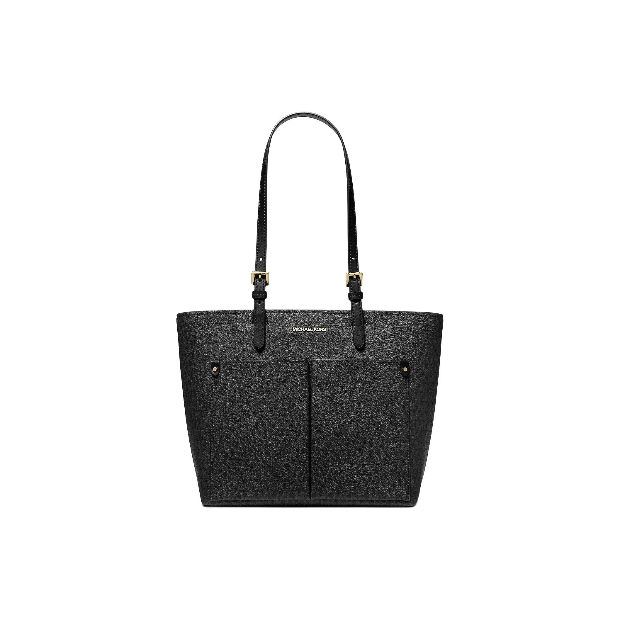 MICHAEL KORS Jet Set Холст Цветной Холст Тоут Сумка Сумка для покупок Сумка через плечо Сумка среднего размера Женская Черная