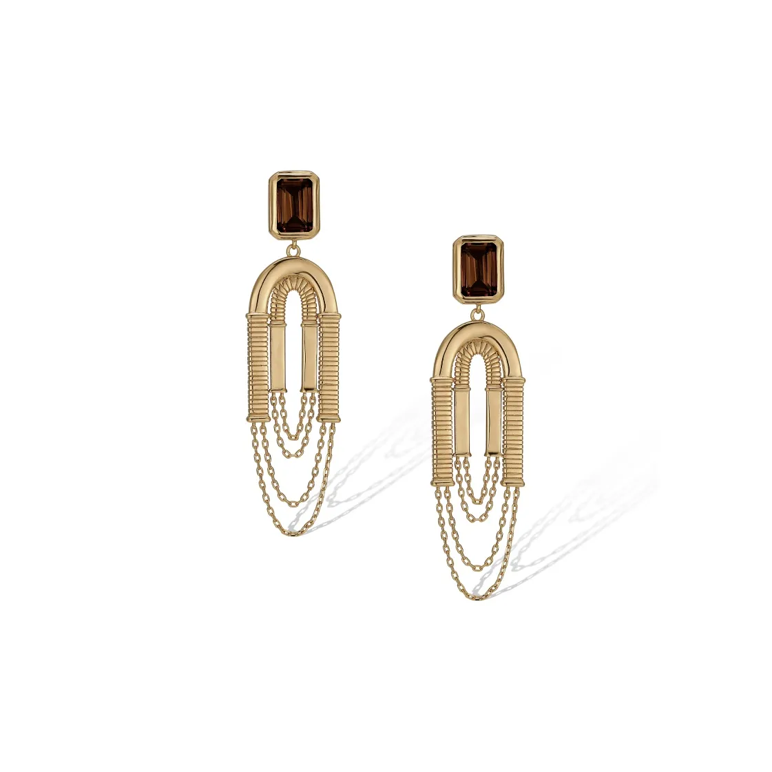 Retro Chic Brass Gold Plated с Циркон ZEUS Temple Бахрома Серьги-кольца Женские