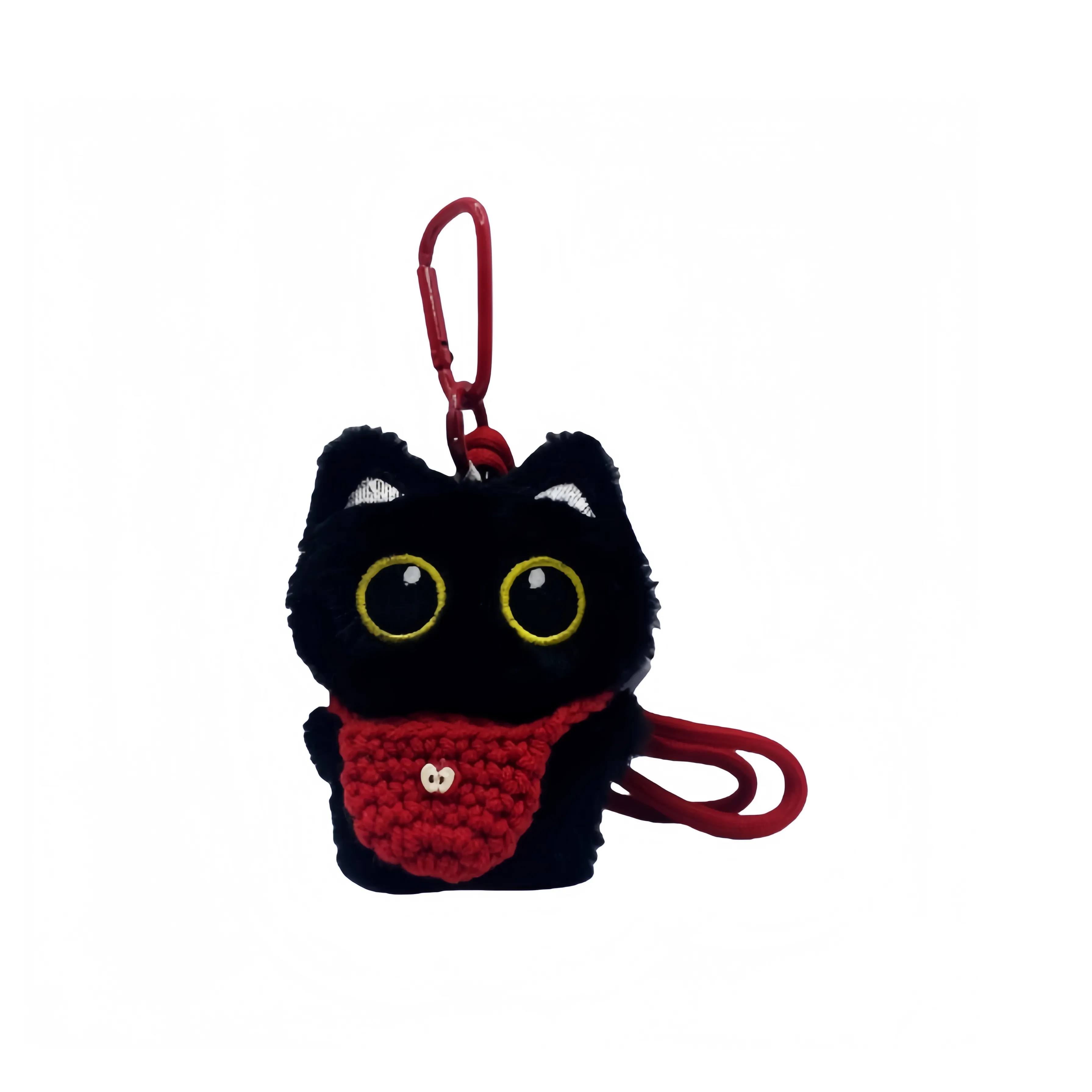 LOGISTAR Бант Red Apple Трикотажная ткань Сумка через плечо с Маленьким Черным котом Плюшевая подвеска