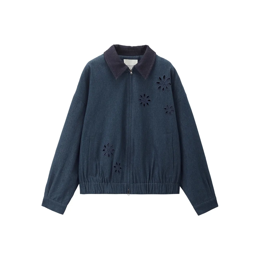 Giordano 63 Винтажный деним синий Женские Джинсовые куртки